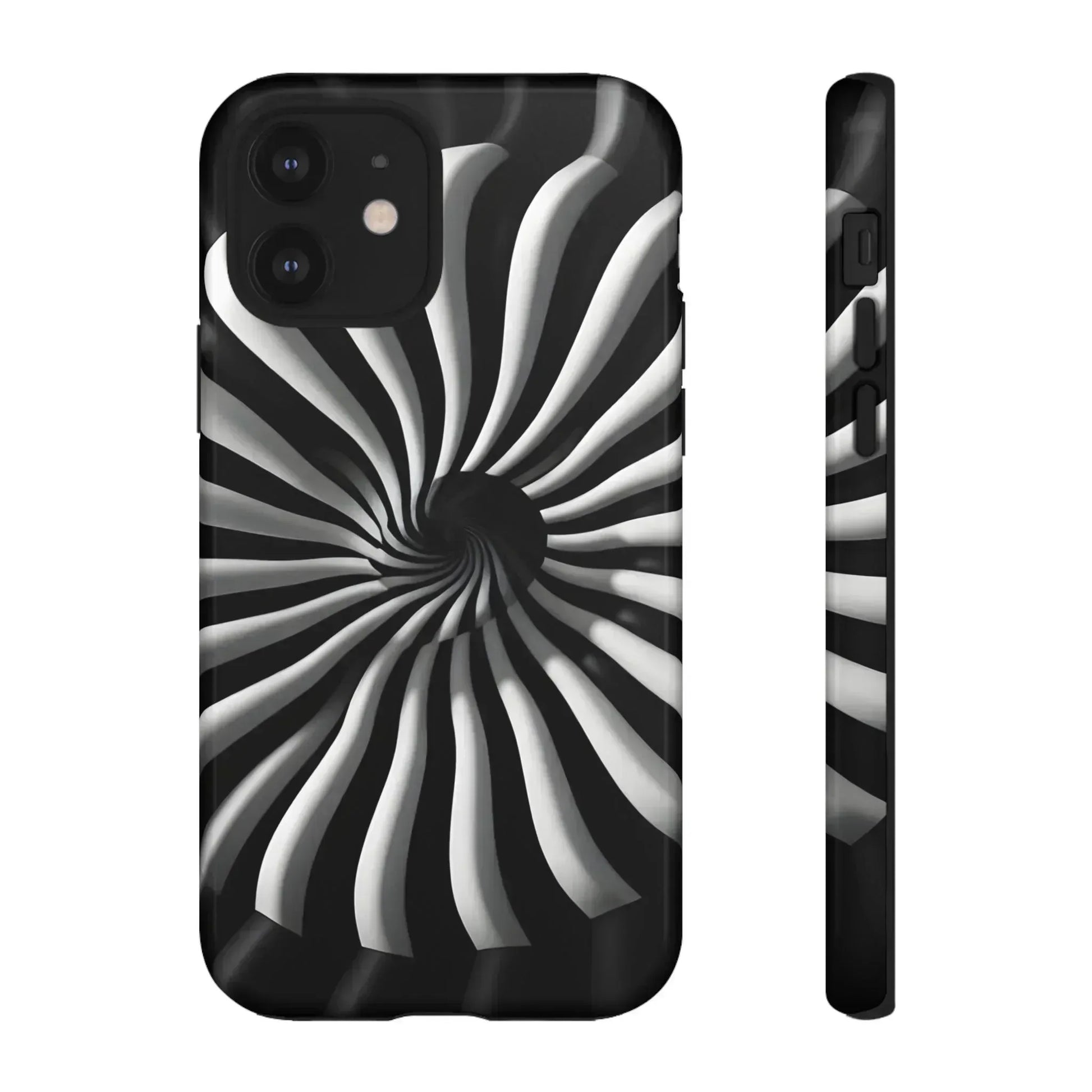 Hypnotic Black and White Spiral Phone Case for iPhone & Galaxy - KARARMDESIGN