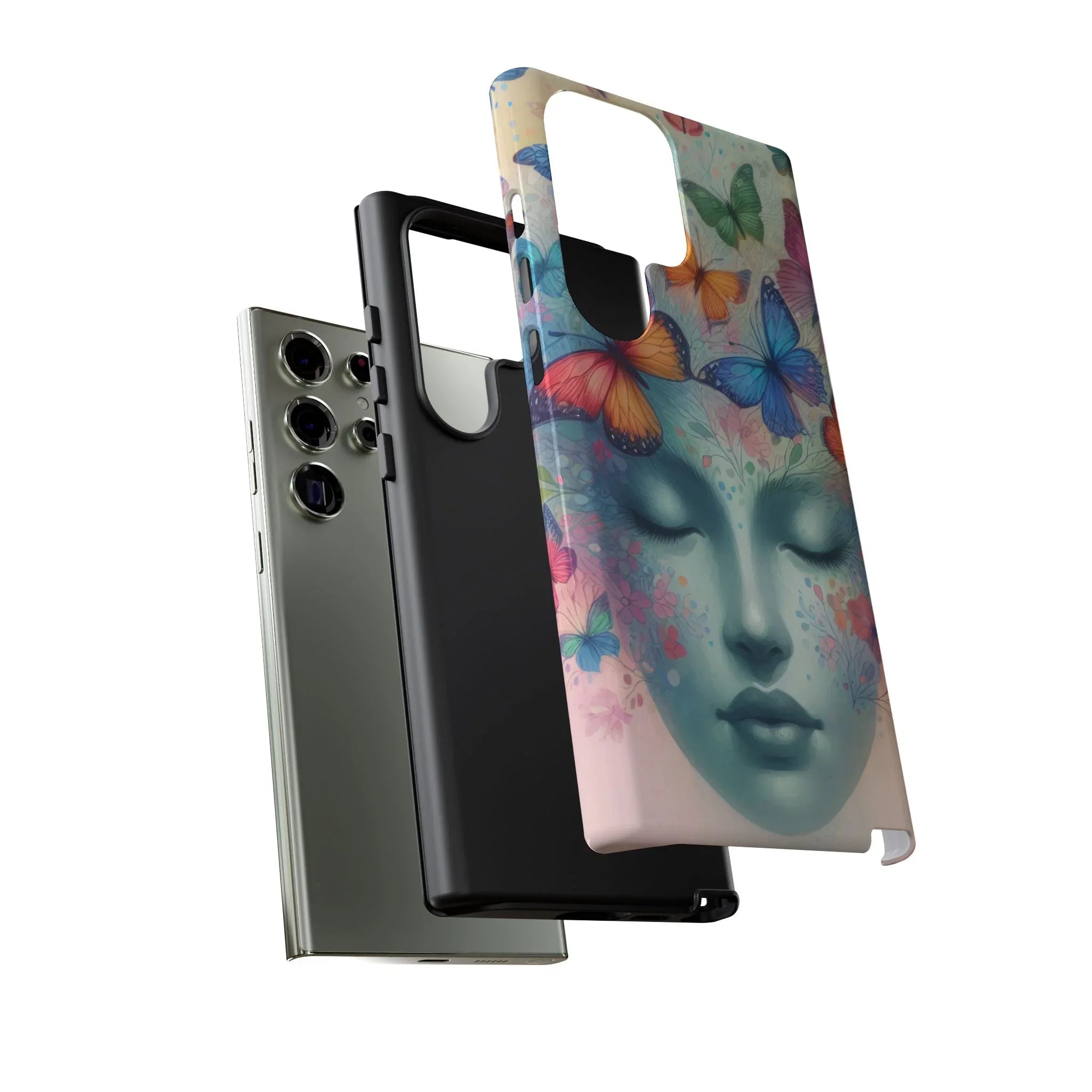 Butterfly Bloom Dreamy Woman Phone Case for Galaxy and Pixel - KARARMDESIGN