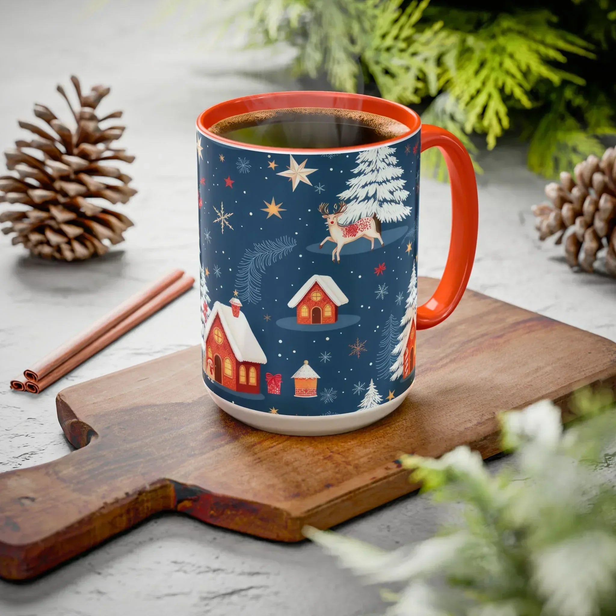 Dark Blue Christmas Mug - Colorful Mugs (11oz, 15oz) - KARARMDESIGN