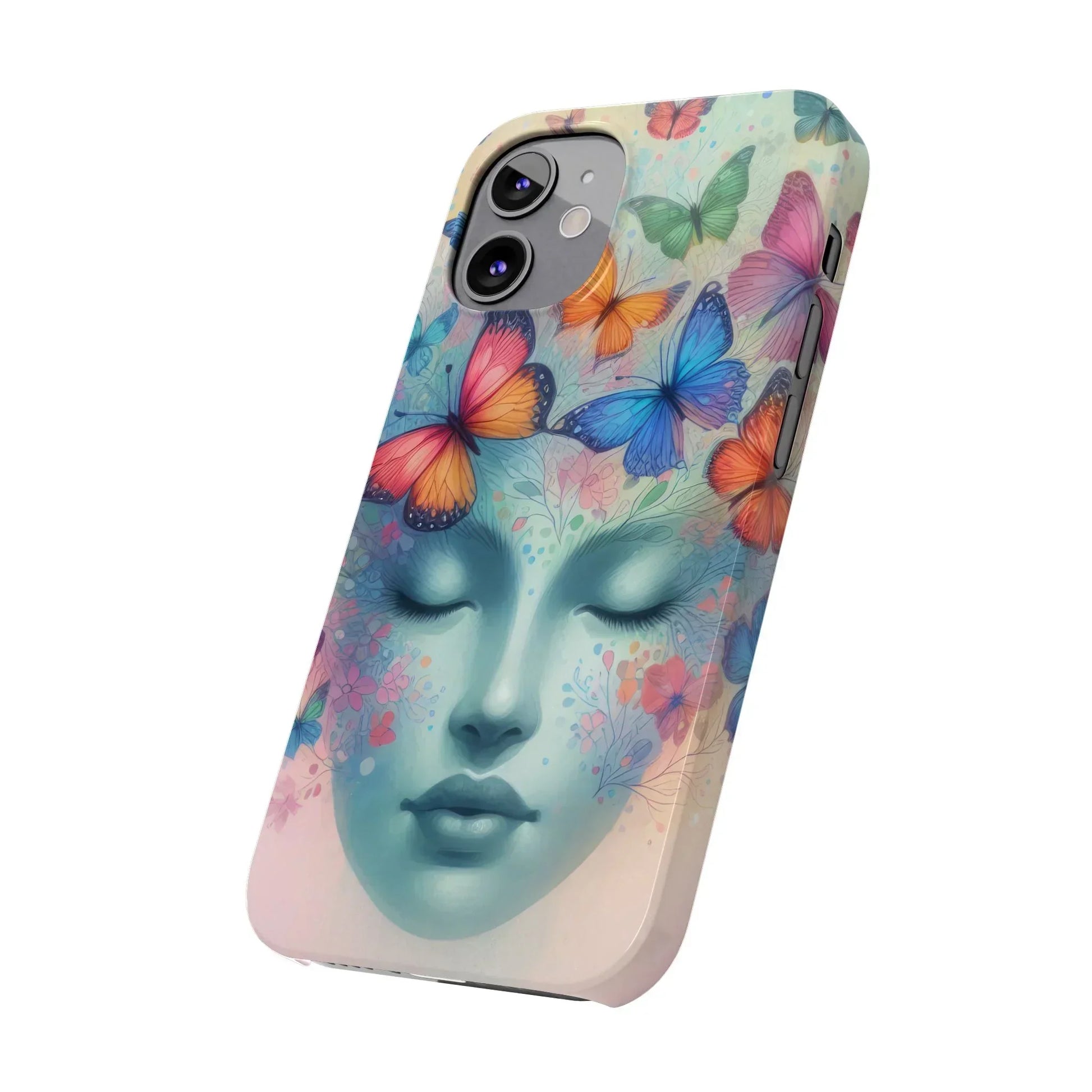 Butterfly Bloom Dreamy Woman with Closed Eyes Tough Phone Case for iPhone - KarArmDesign