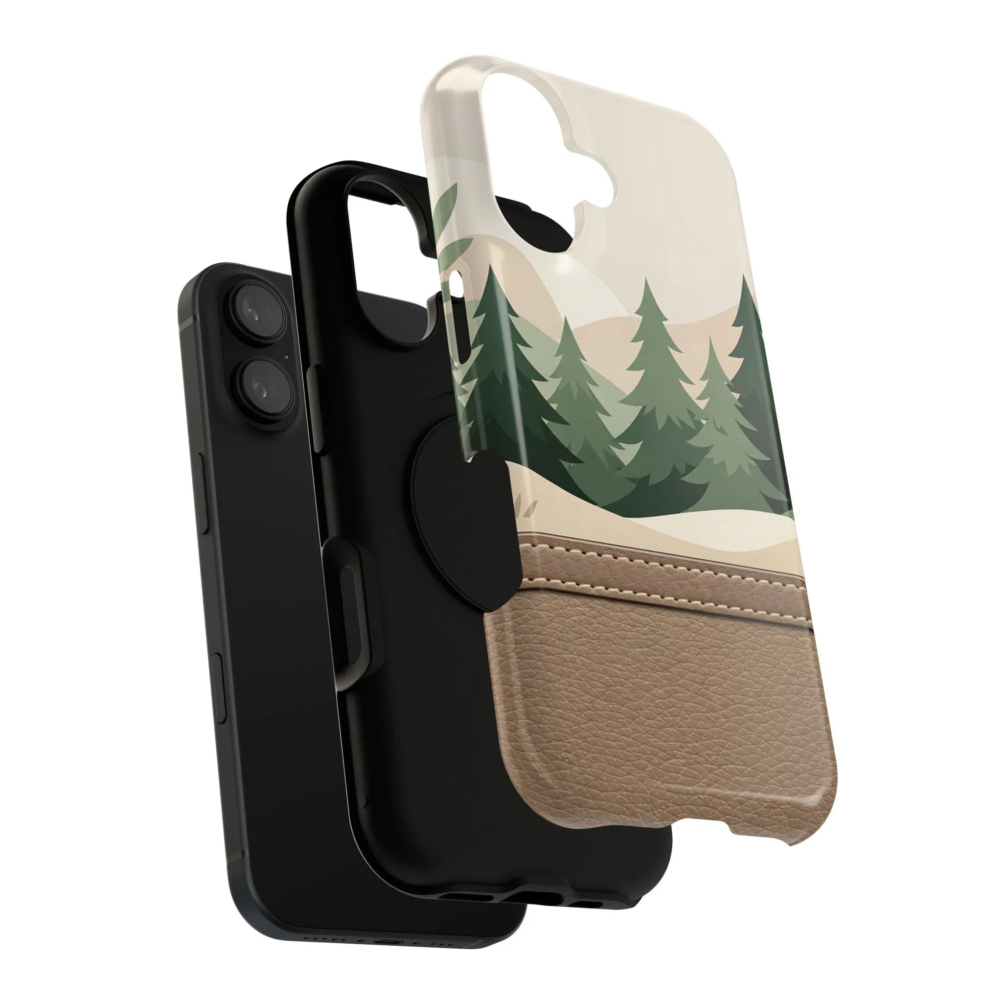 Forest Leather Phone Case for iPhone 11-17 and Galaxy S21-S25 - KARARMDESIGN