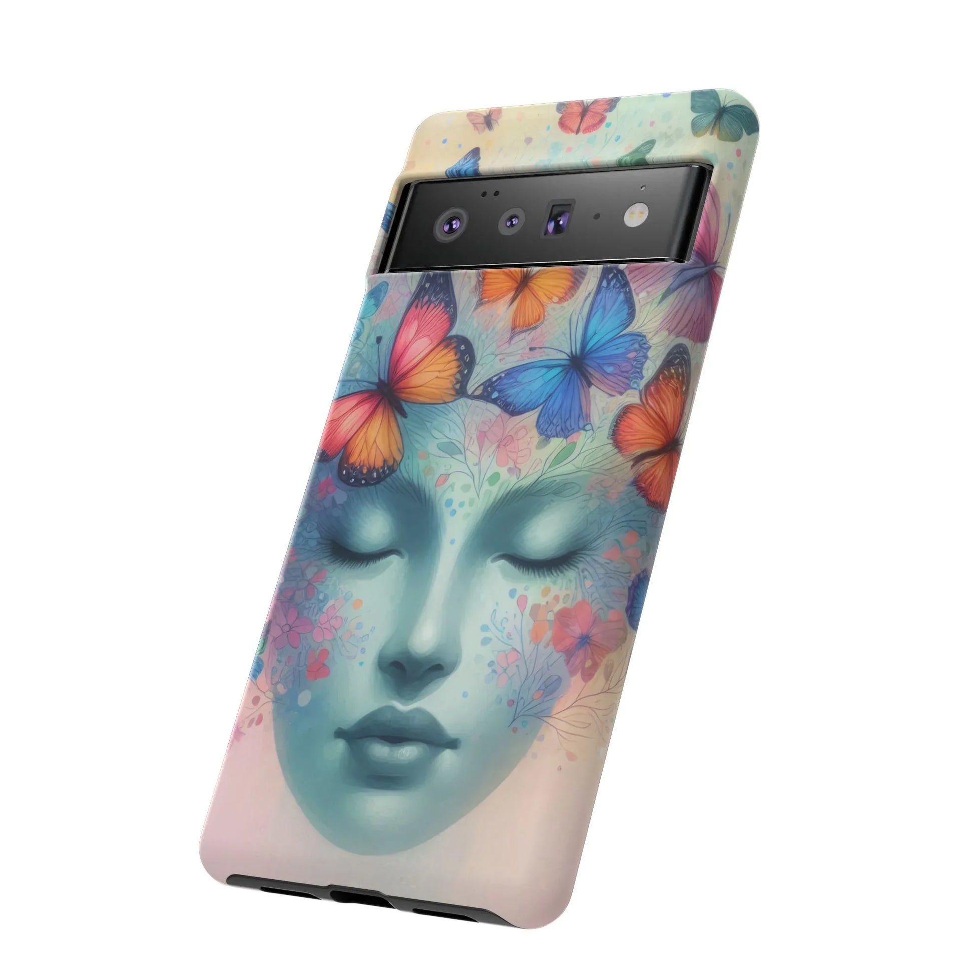 Butterfly Bloom Dreamy Woman Phone Case for Galaxy and Pixel - KARARMDESIGN