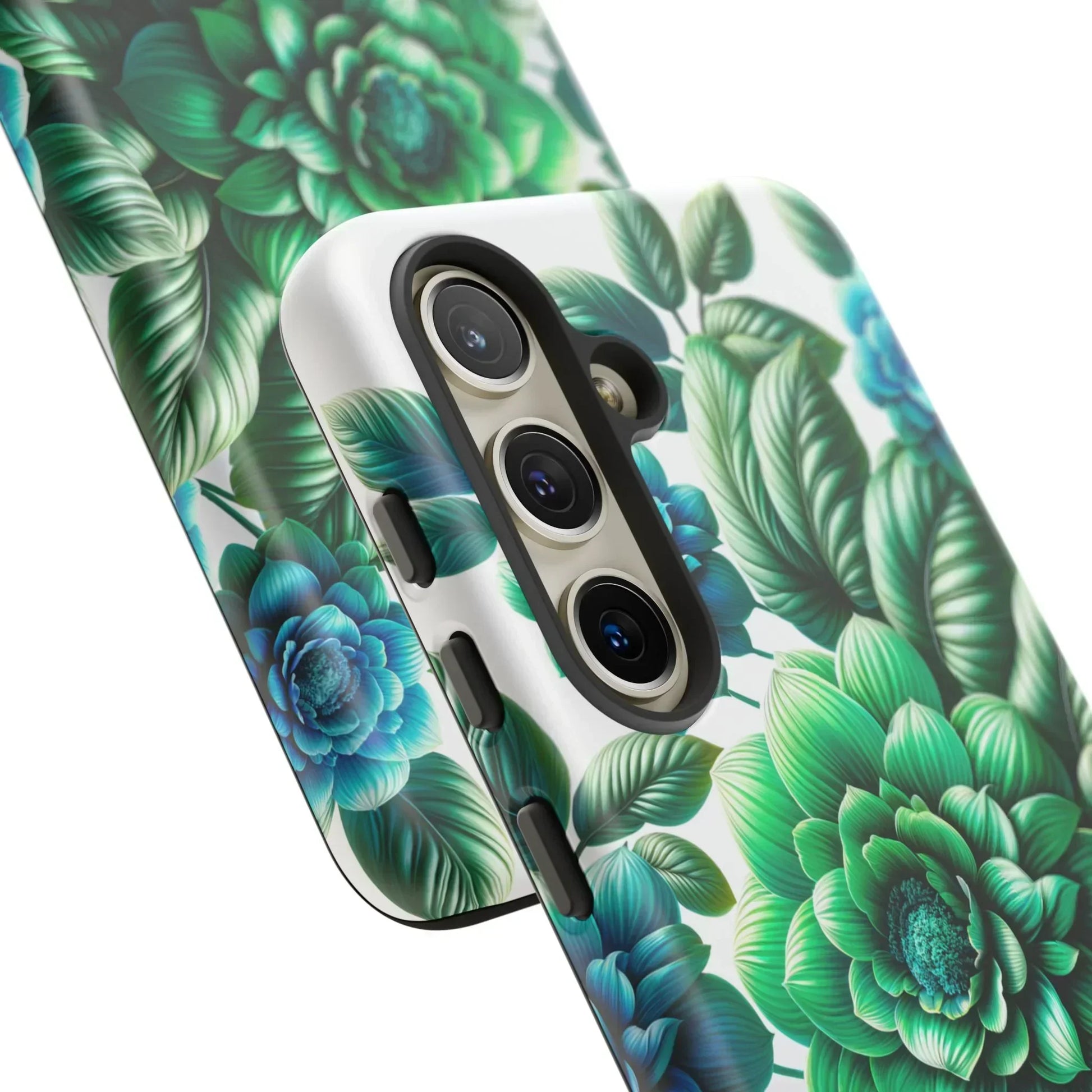 Green and BlueFloral Phone Case for Samsung Galaxy S10-S25 Models - KarArmDesign