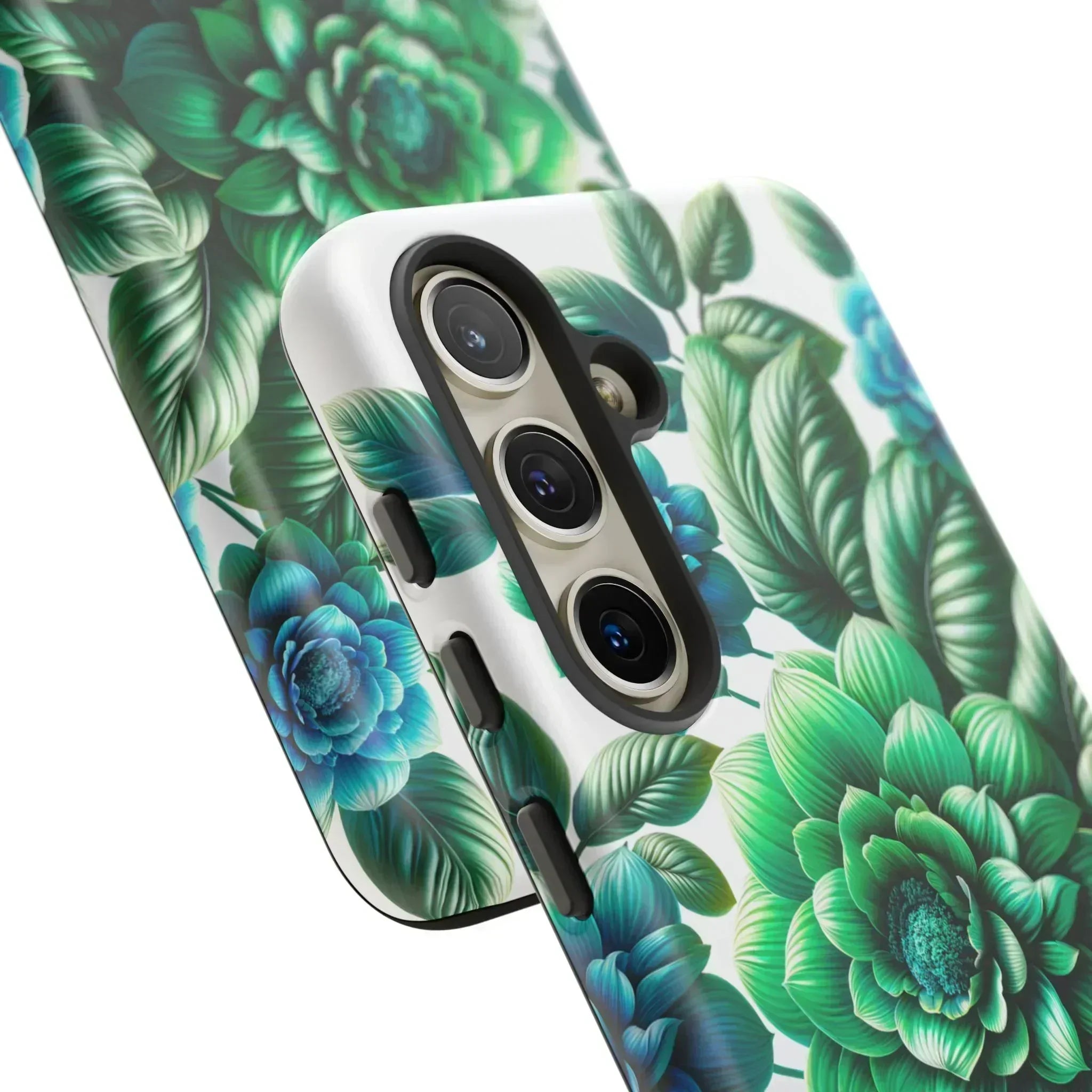 Green and Blue Floral Phone Case for Galaxy S10-S25 - KARARMDESIGN