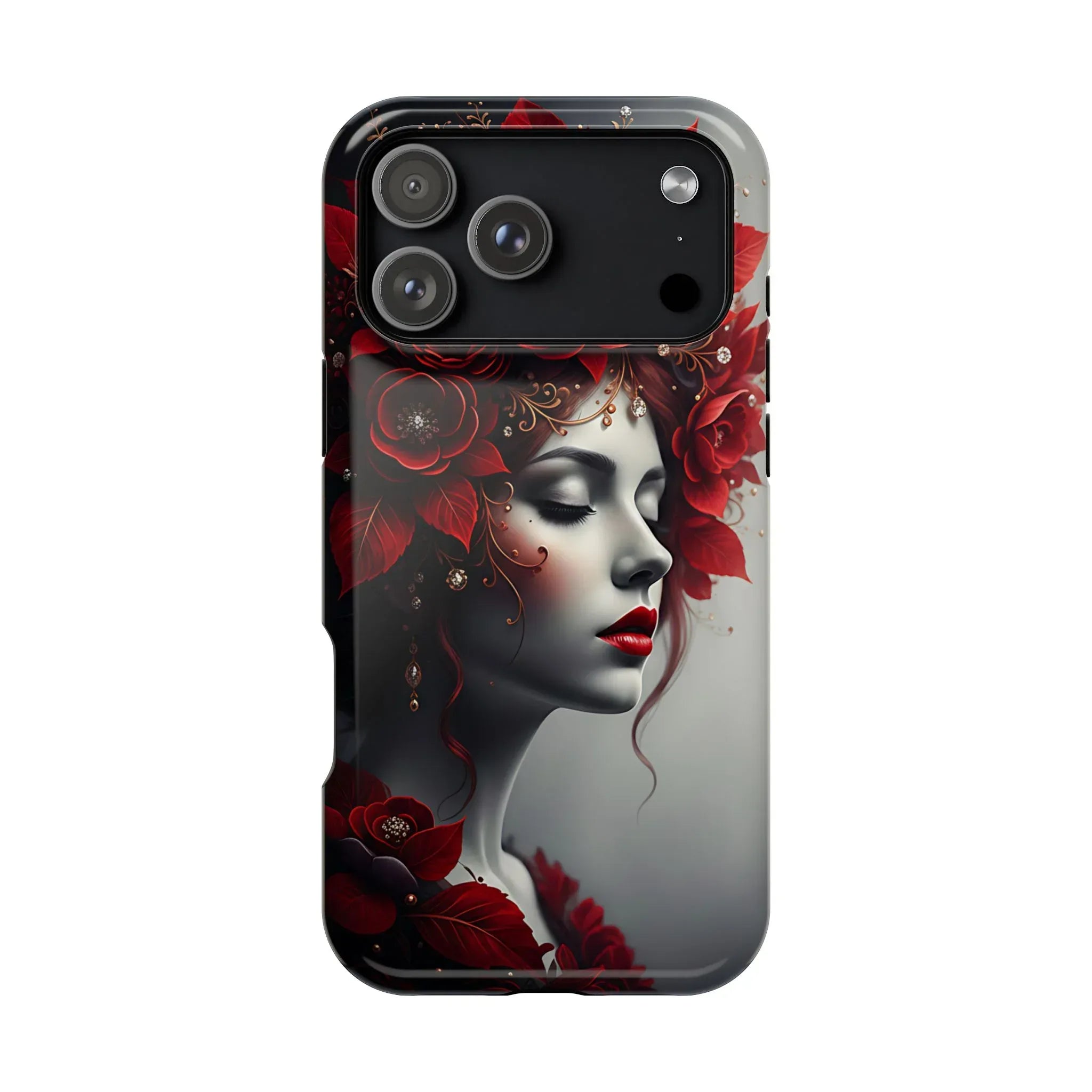 Scarlet Bloom Portrait Phone Case for iPhone 13-17 - KARARMDESIGN