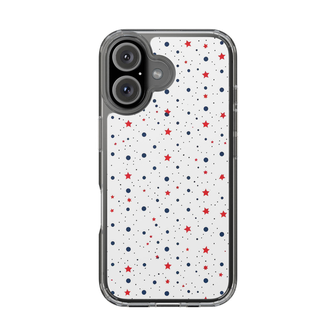 White Polka Dot & Stars Clear Case for iPhone & Samsung