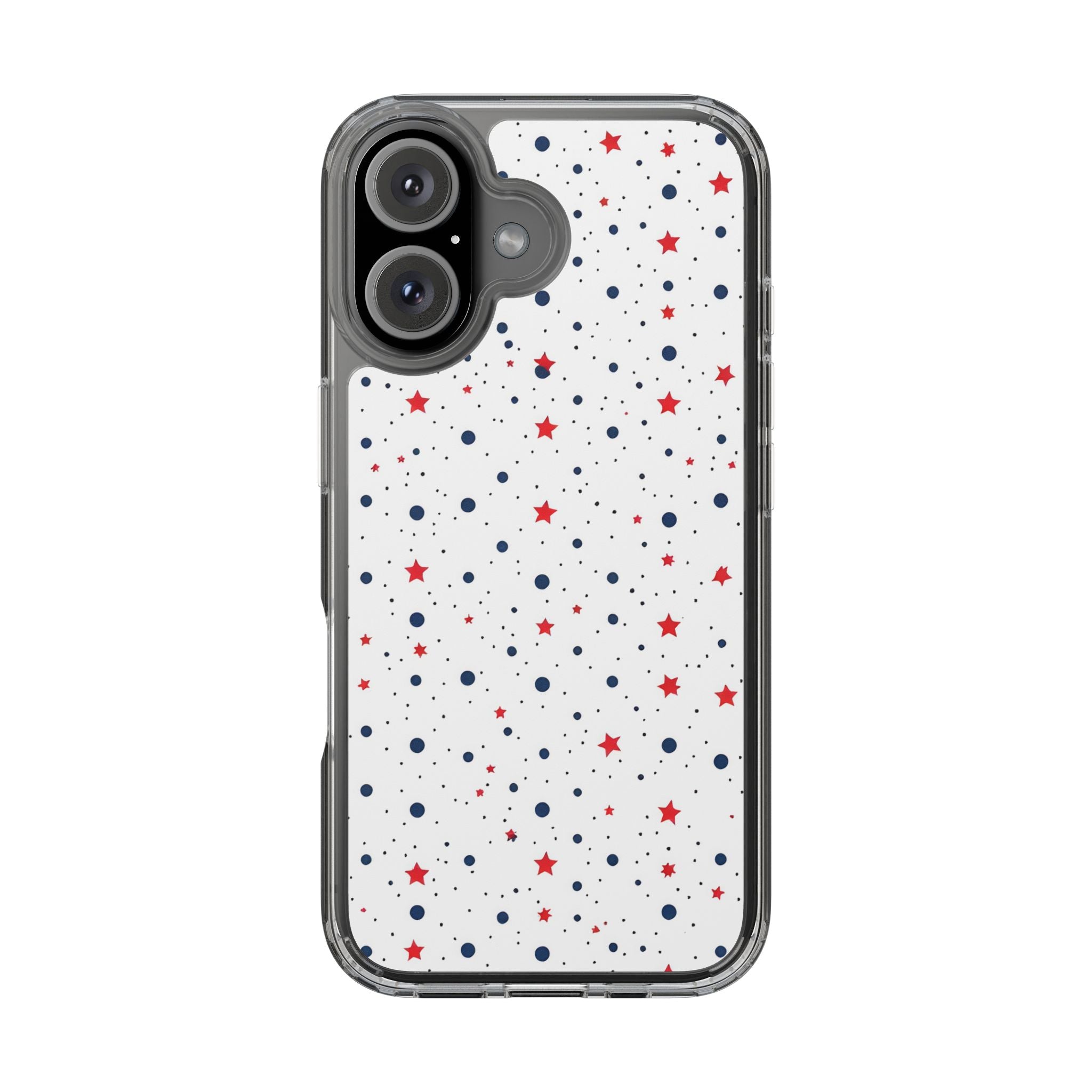 White Polka Dot & Stars Clear Case for iPhone & Samsung