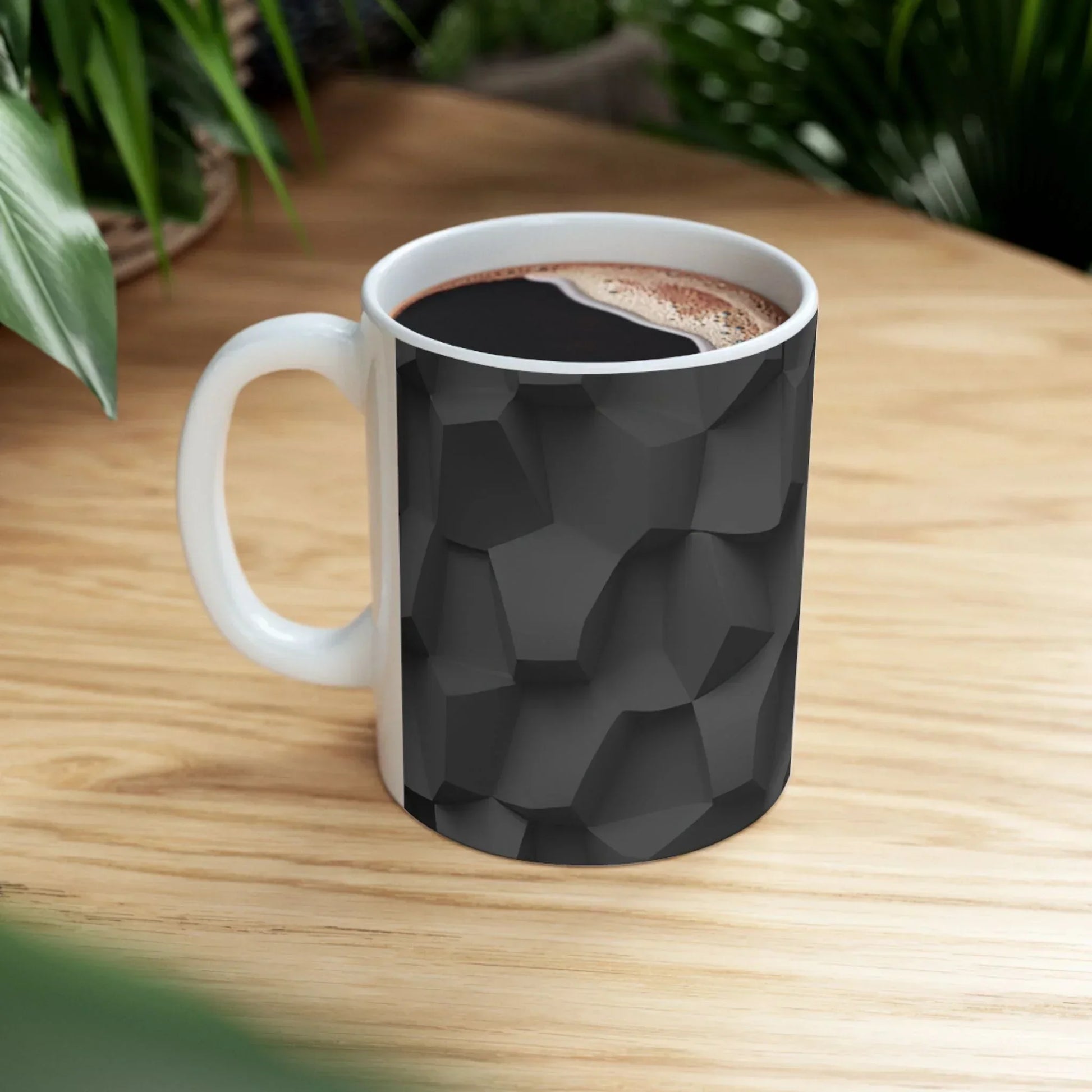 Stylish Black & White Faceted Design Ceramic Mug - 11oz - KarArmDesign