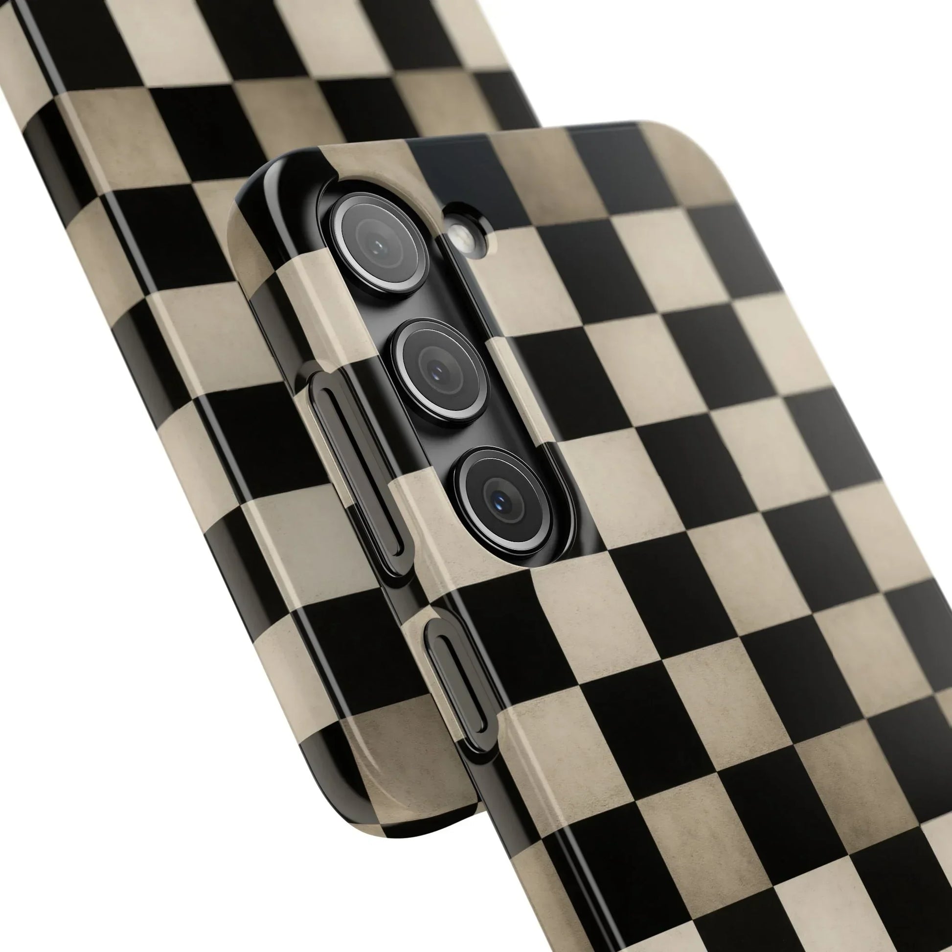 Stylish Matte Checker Phone Case for iPhone 7-16 and Samsung Galaxy S10-S24 Models - KarArmDesign