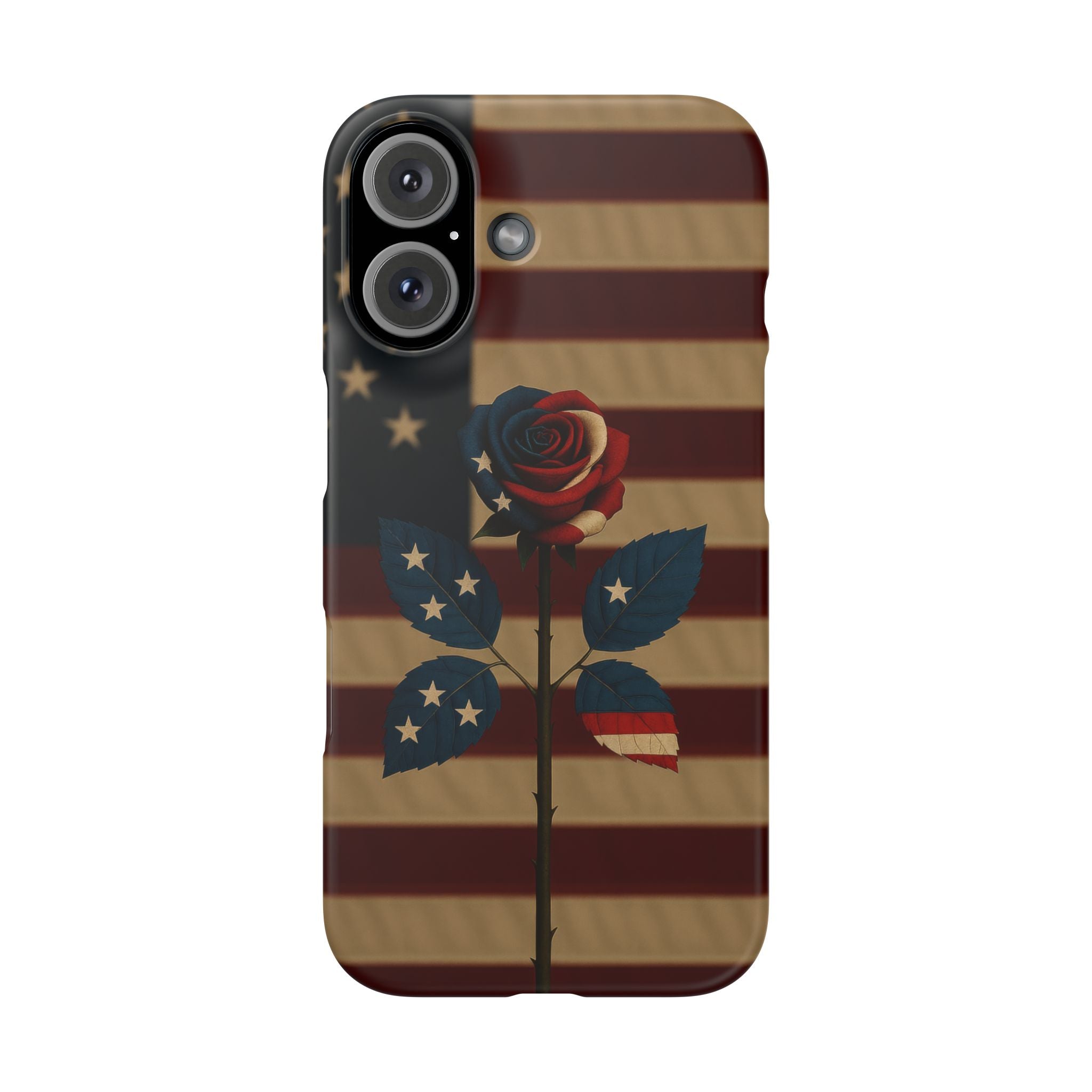 American Rose Flag Phone Case for iPhone 8-17 and Galaxy S20-S26