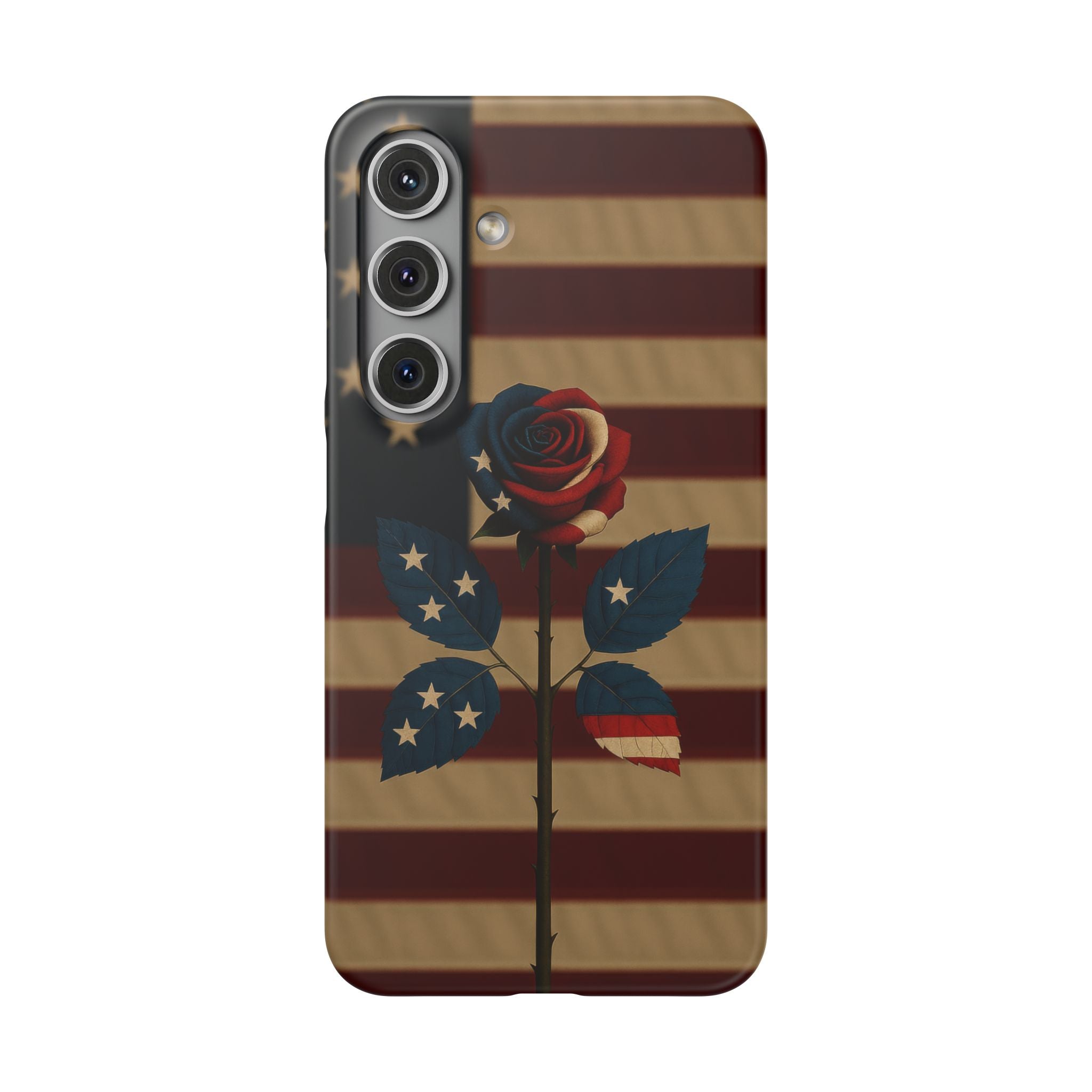 American Rose Flag Phone Case for iPhone 8-17 and Galaxy S20-S26