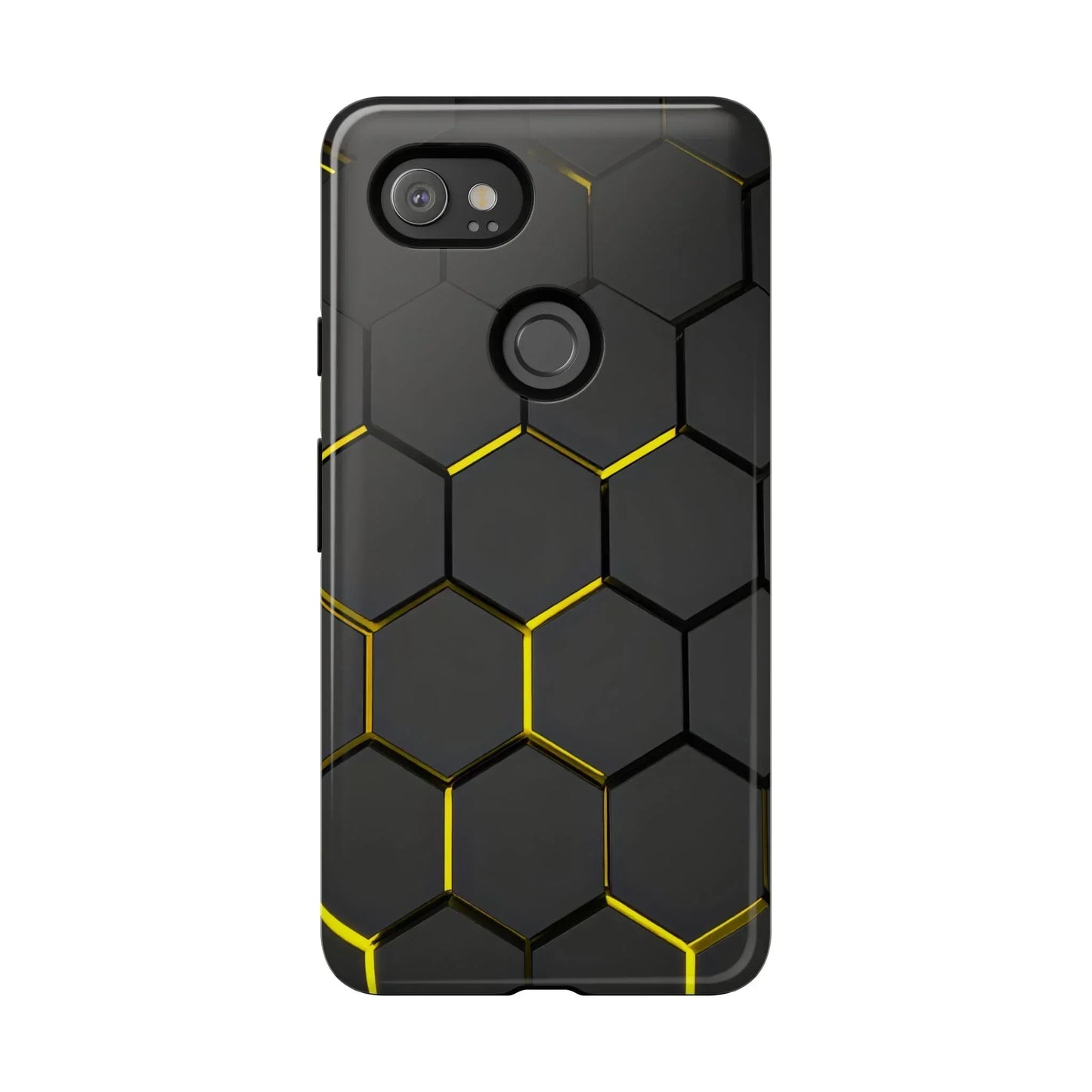 Black and Yellow Hexagon Geometric Tough Phone Case for Galaxy and Pixel - KarArmDesign