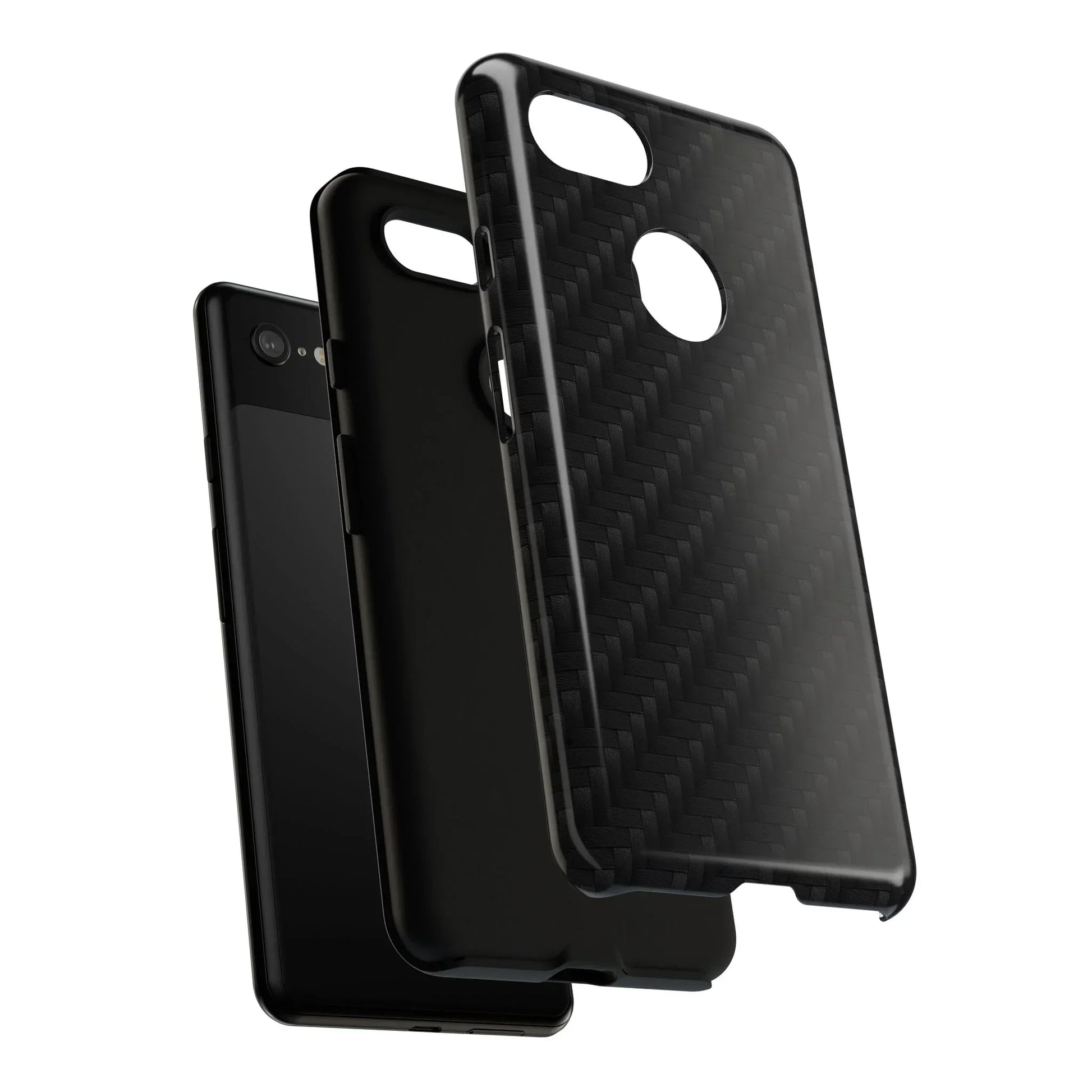 Black Carbon Phone Case Tough Case for iPhone 8-16 and Google Pixel up to 9 Models - KarArmDesign