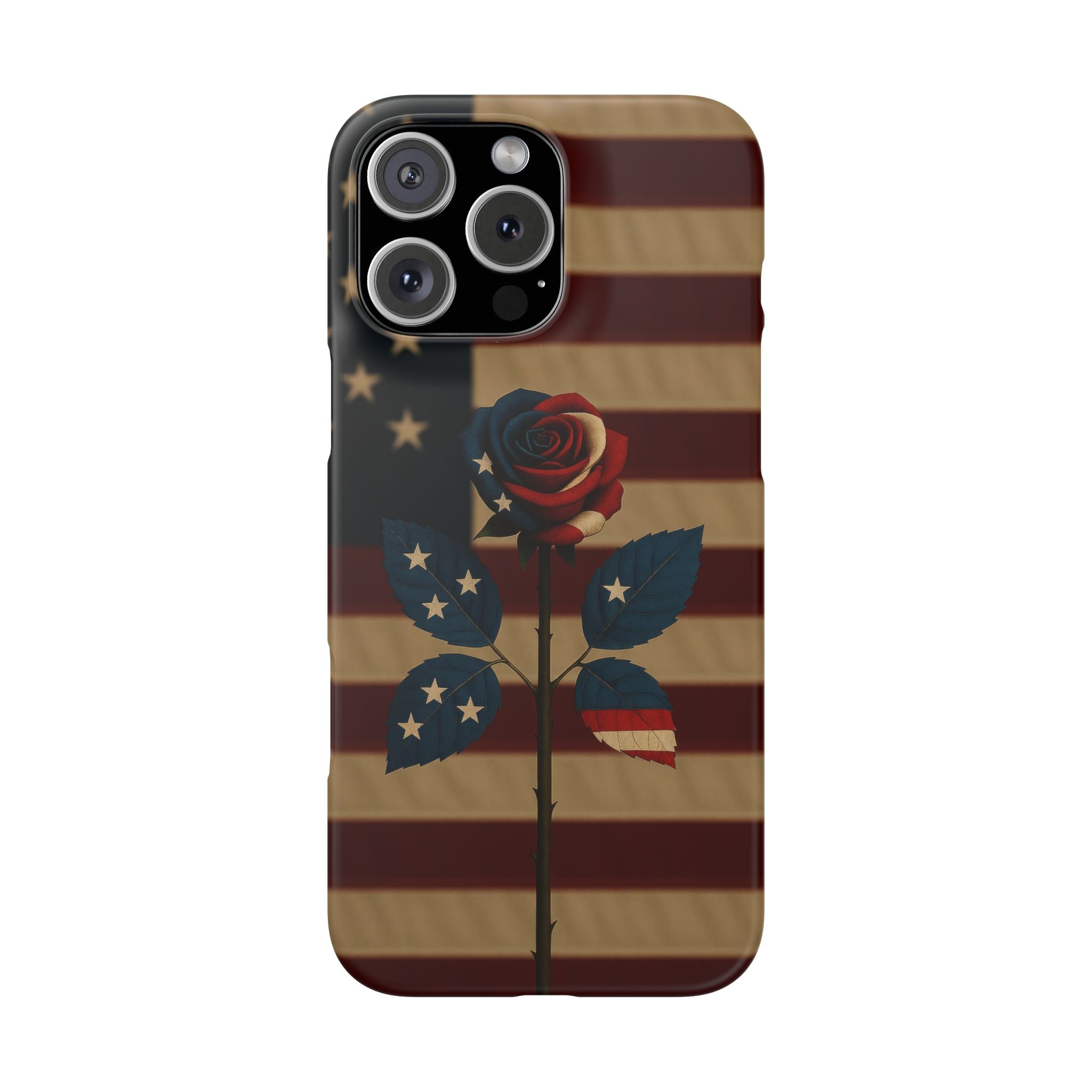 American Rose Flag Phone Case for iPhone 8-17 and Galaxy S20-S26
