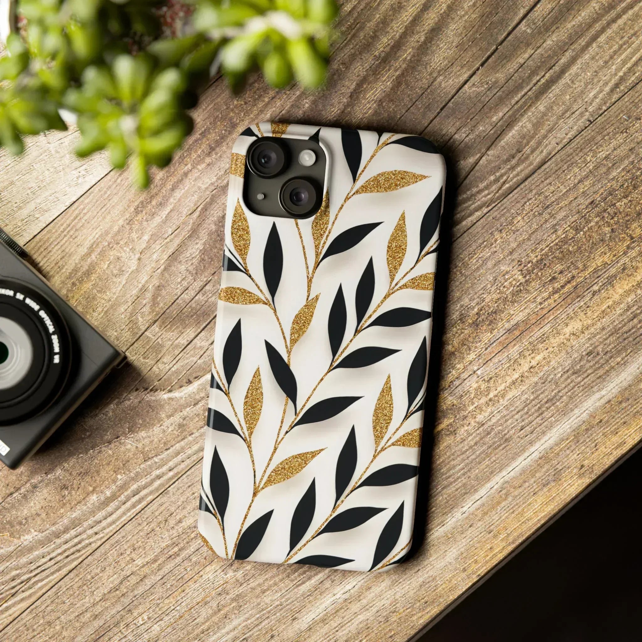 Botanical Gold Leaf Phone Case for iPhone 11-17 - KARARMDESIGN