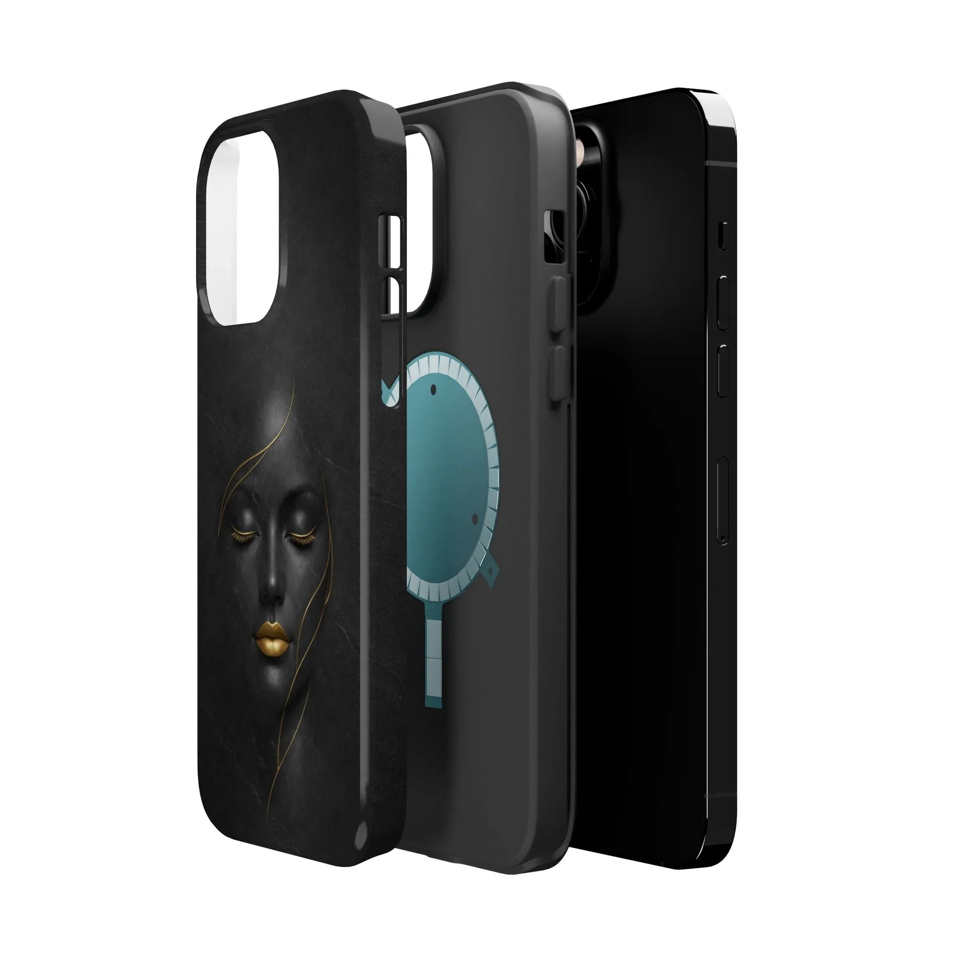 Black Gold Face Phone Case for iPhone 13-17 - KARARMDESIGN