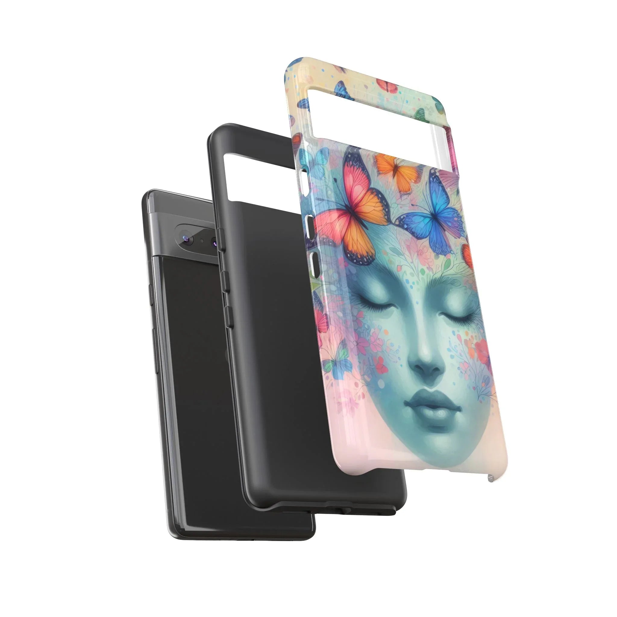 Butterfly Bloom Dreamy Woman Phone Case for Galaxy and Pixel - KARARMDESIGN