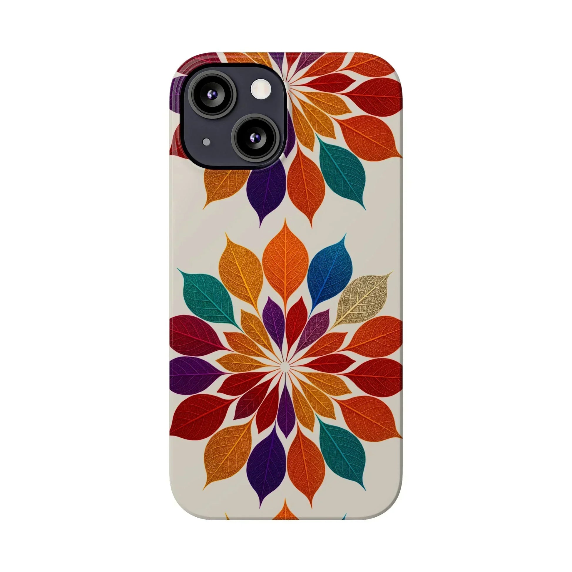Leaf Mandala Botanical Burst Design Slim Phone Case for iPhone 7-16 Models - KarArmDesign
