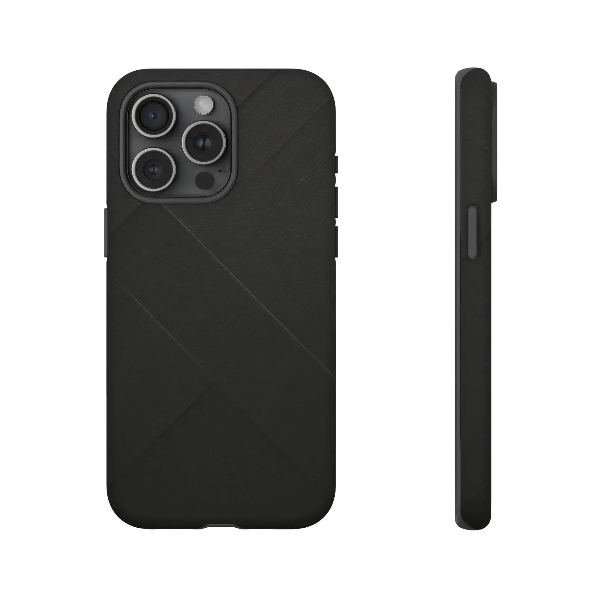 Matte Black Diagonal Line Phone Case for iPhone 8-16 and Galaxy S10-S25 - KARARMDESIGN