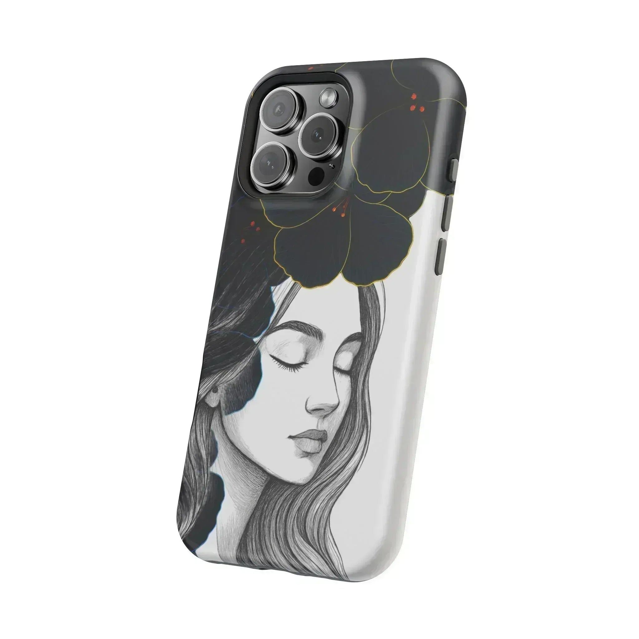 Dark Floral Elegance Phone Case for iPhone 13-16 - KARARMDESIGN