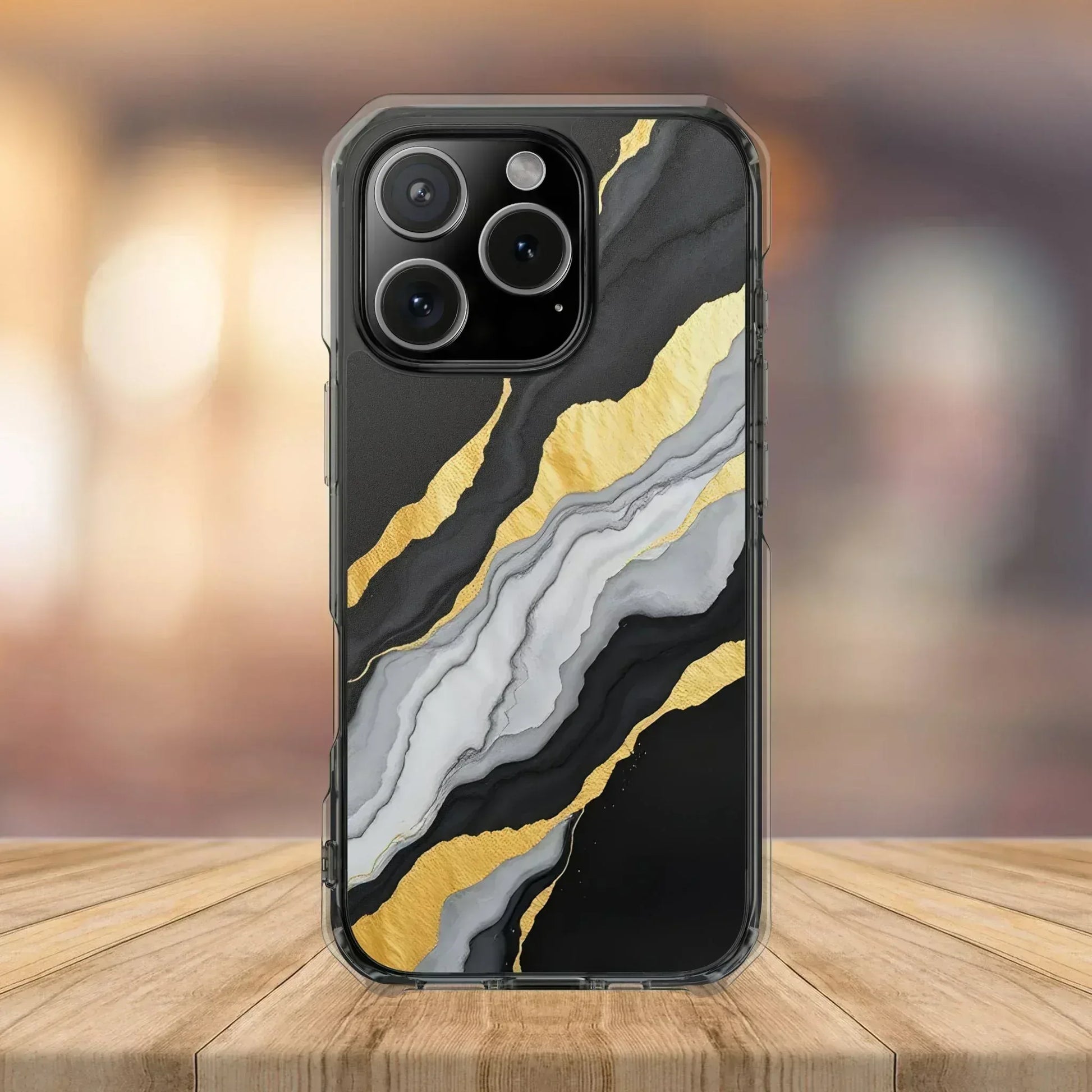 Luxury Black and Gold Marble Magnetic Phone Case for iPhone 14-16 Models - KARARMDESIGN