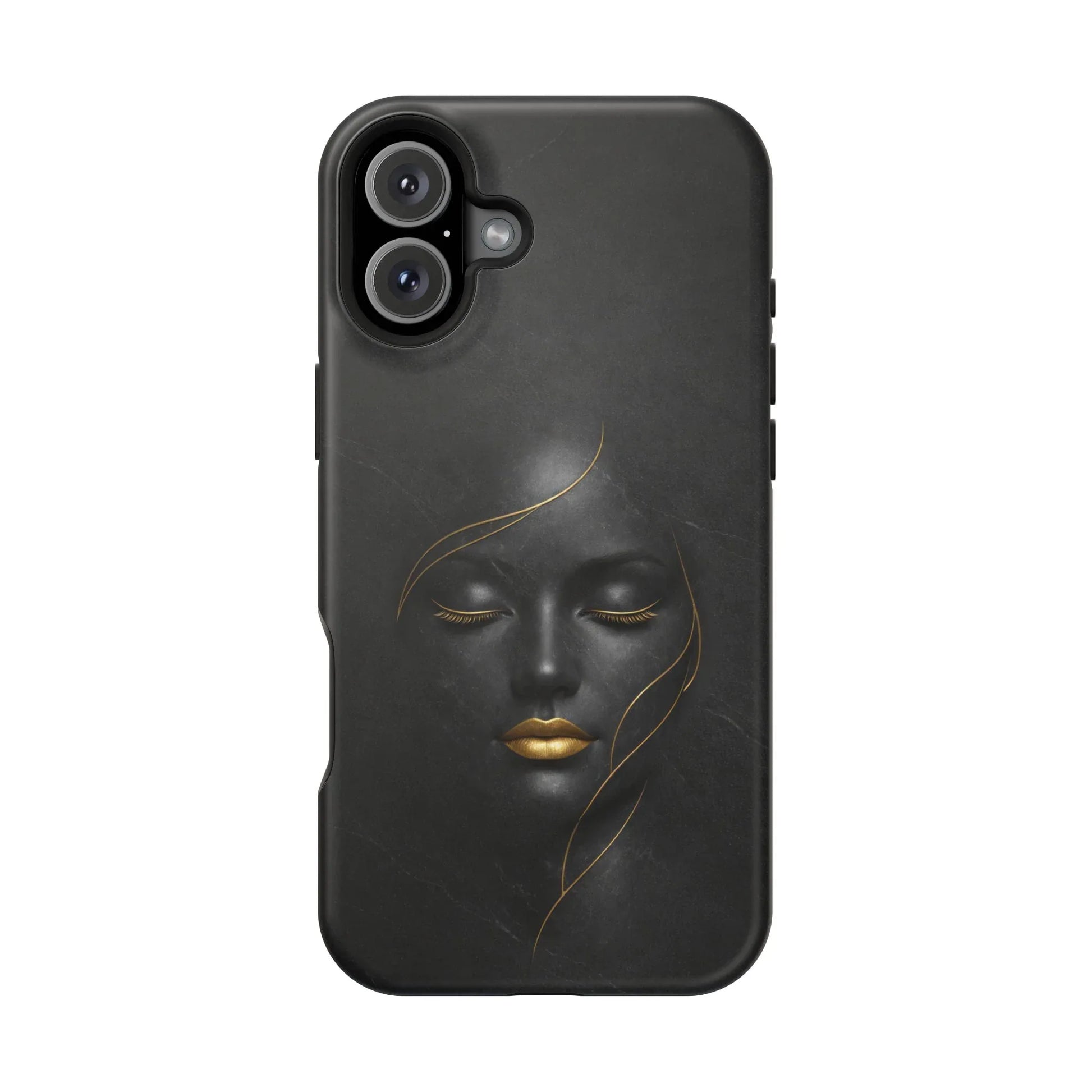 Black Gold Face Phone Case for iPhone 13-17 - KARARMDESIGN