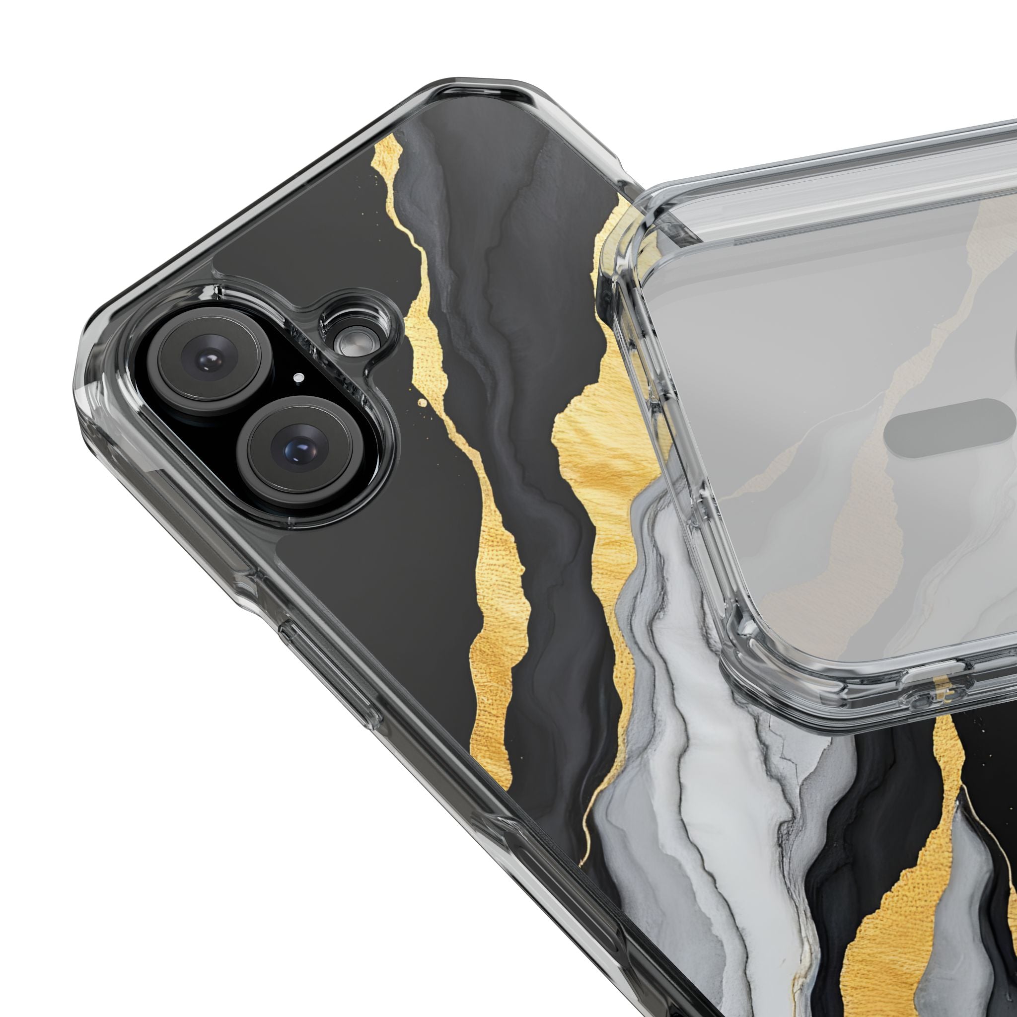 Luxury Black and Gold Marble Magnetic Phone Case for iPhone 14-17