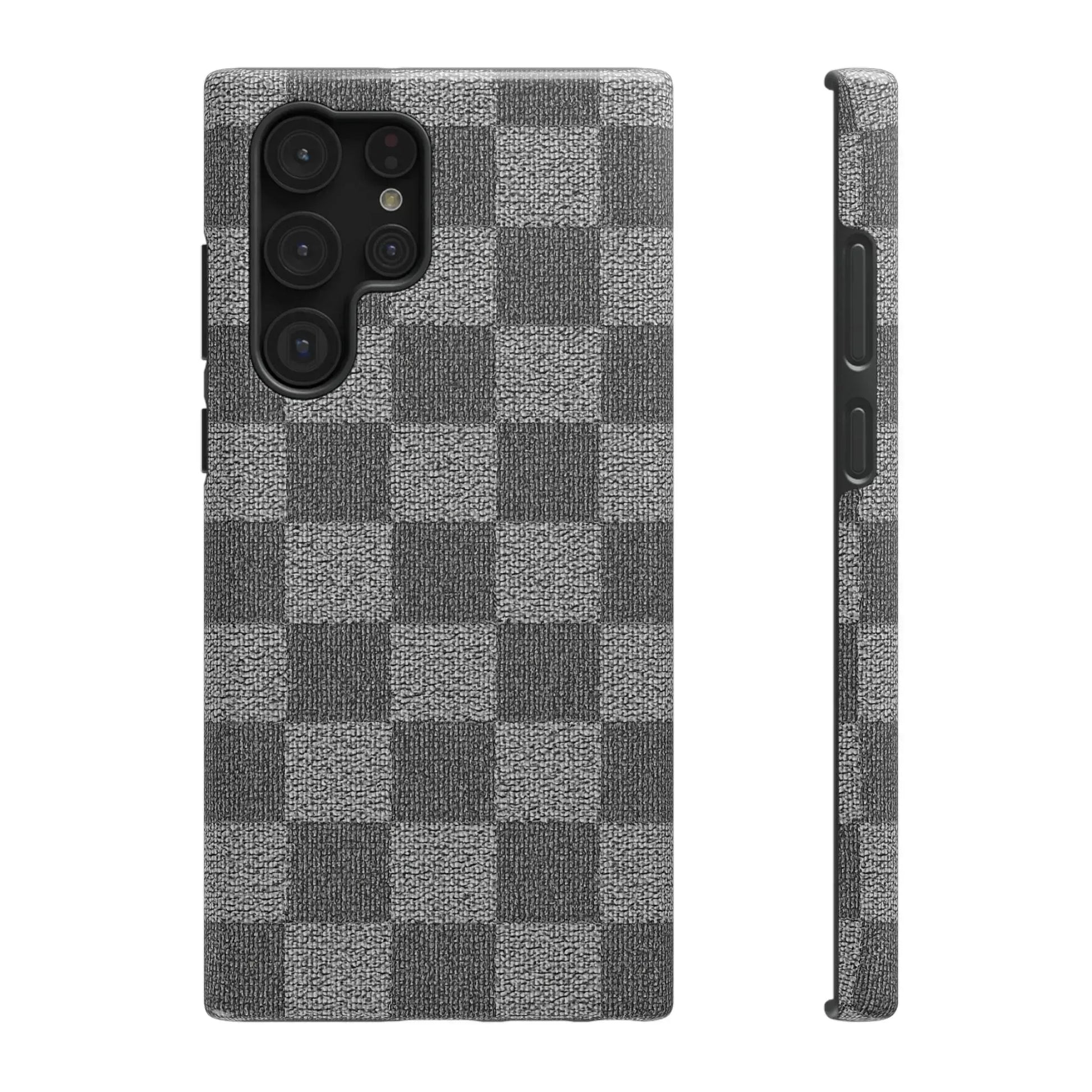 Gray Checkered Phone Case for iPhone 12-16 and Galaxy S21-S22 - KARARMDESIGN