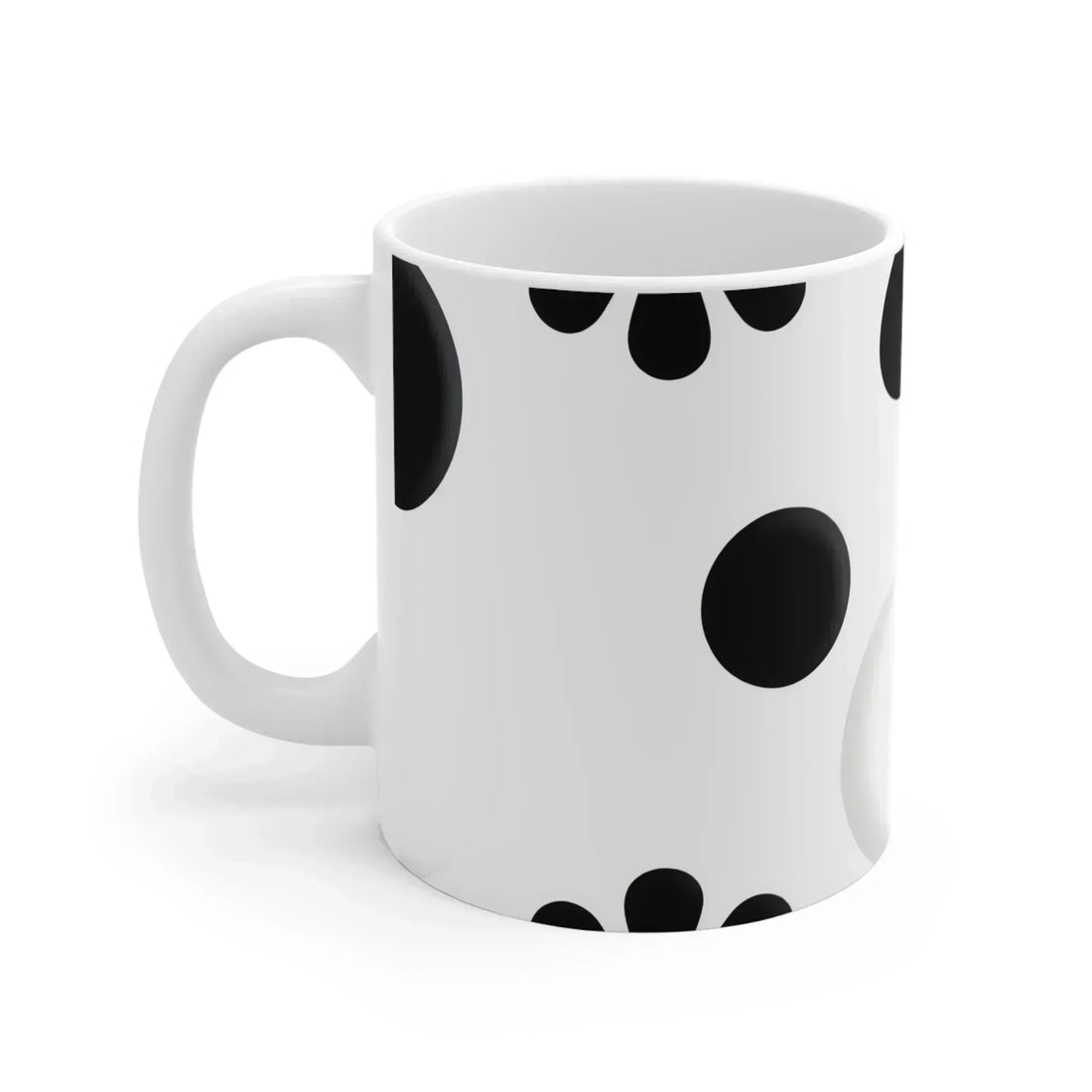 Black Mandala-Inspired Floral Design White Ceramic Mug - KARARMDESIGN