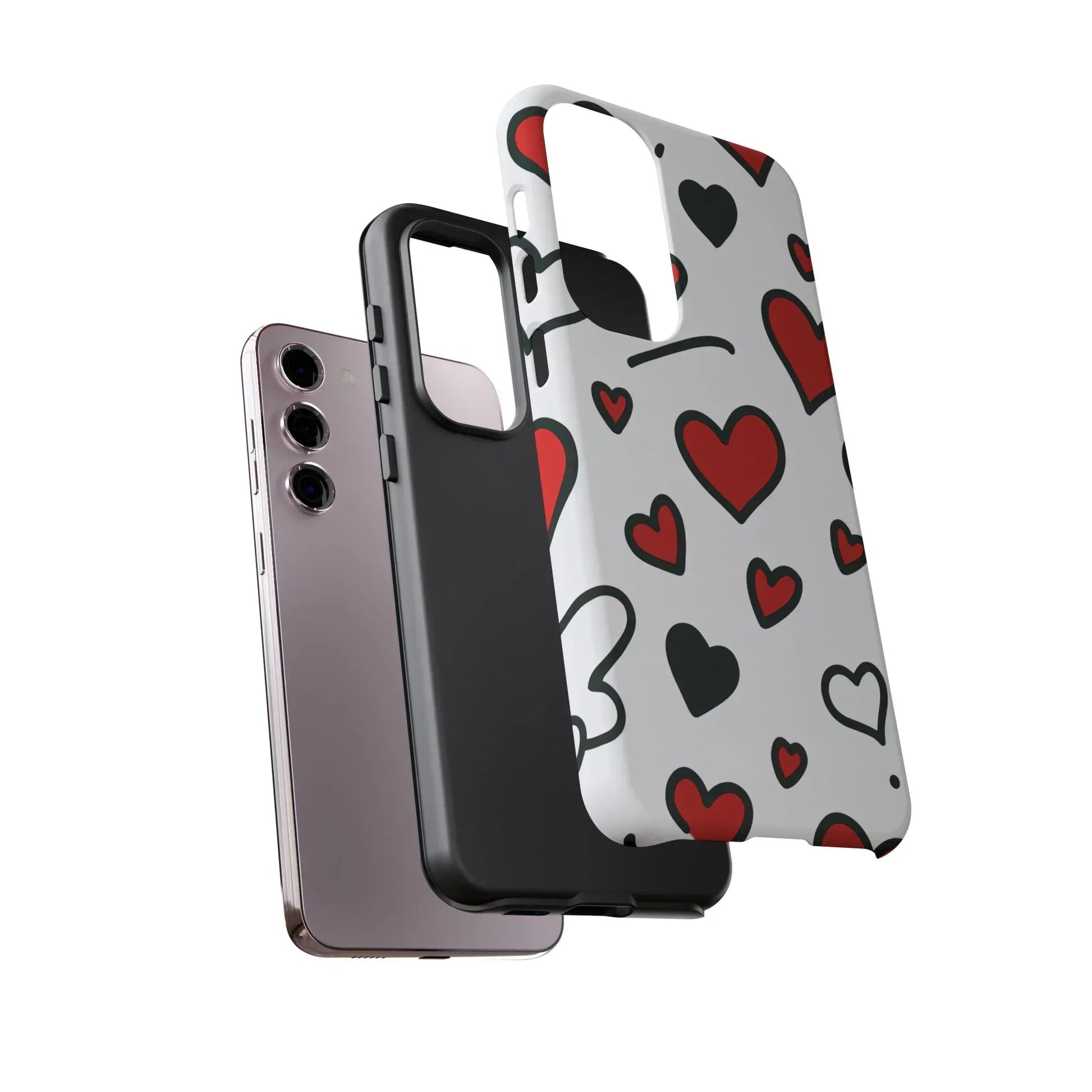 Scattered Hearts Phone Case for iPhone 11-17 and Galaxy S10-S25 - KARARMDESIGN