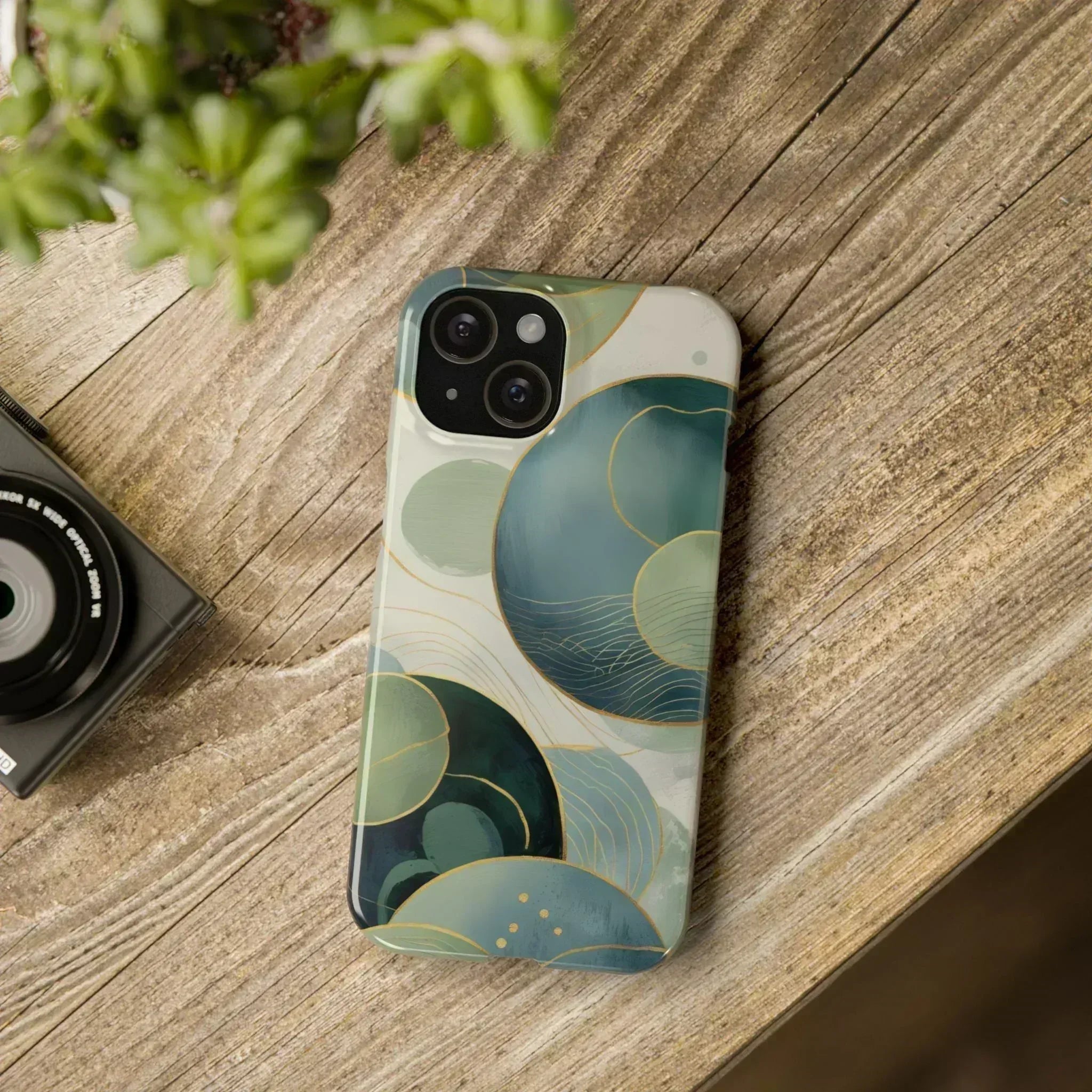 Abstract Teal Slim Phone Case for iPhone 12-16 - KARARMDESIGN