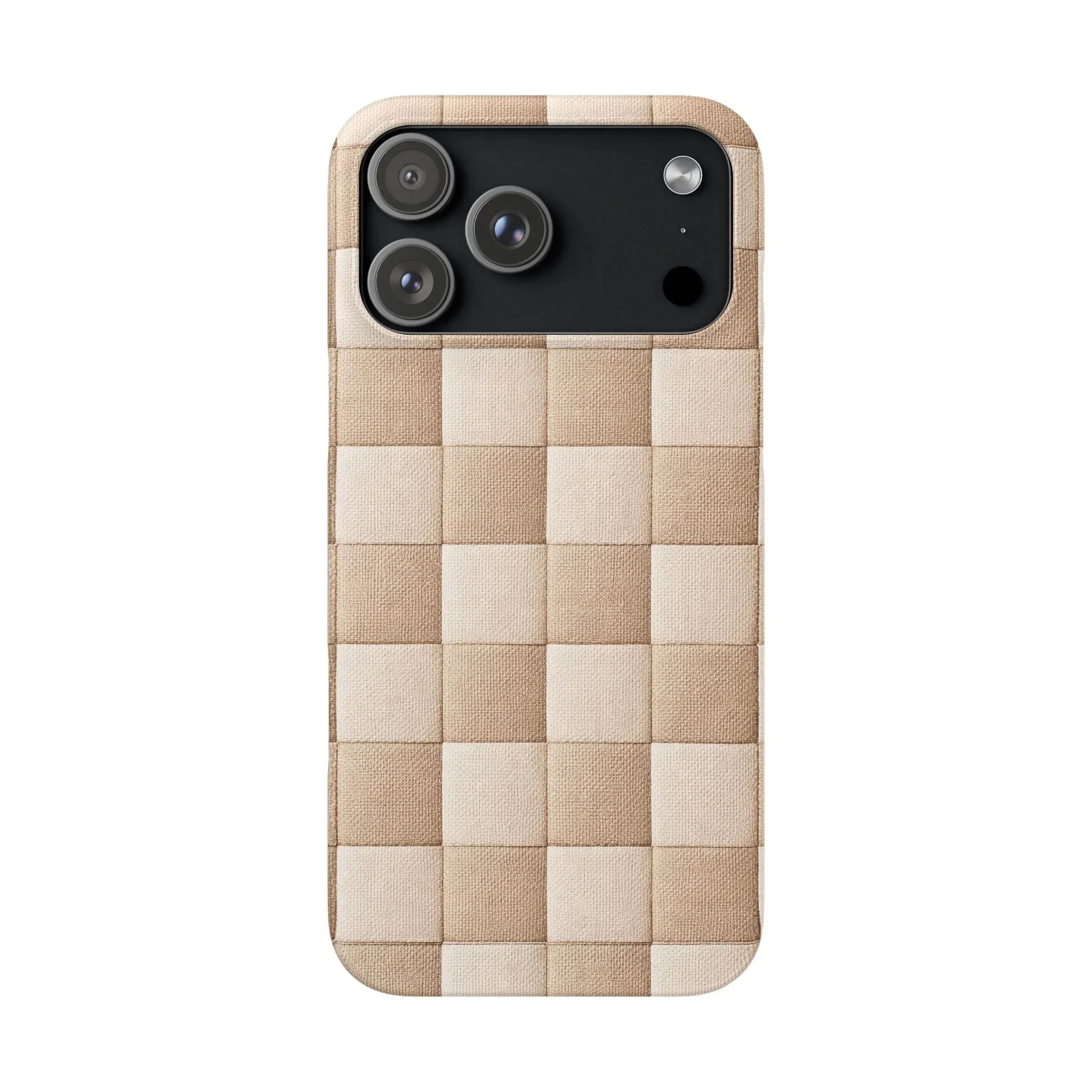 Beige Woven Phone Case for iPhone 11-17 and Galaxy S20-S25 - KARARMDESIGN