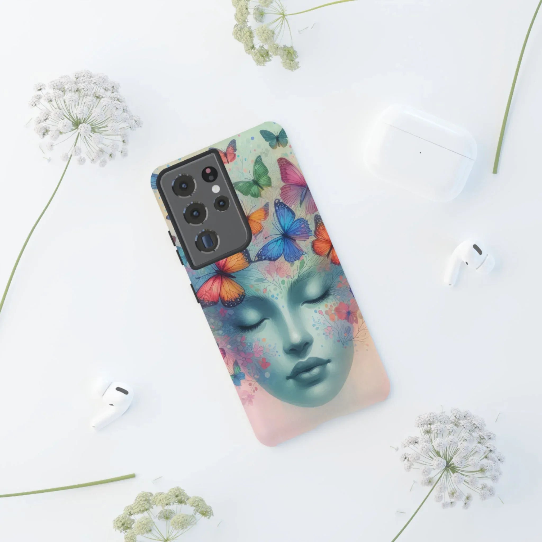 Butterfly Bloom Dreamy Woman Phone Case for Galaxy and Pixel - KARARMDESIGN