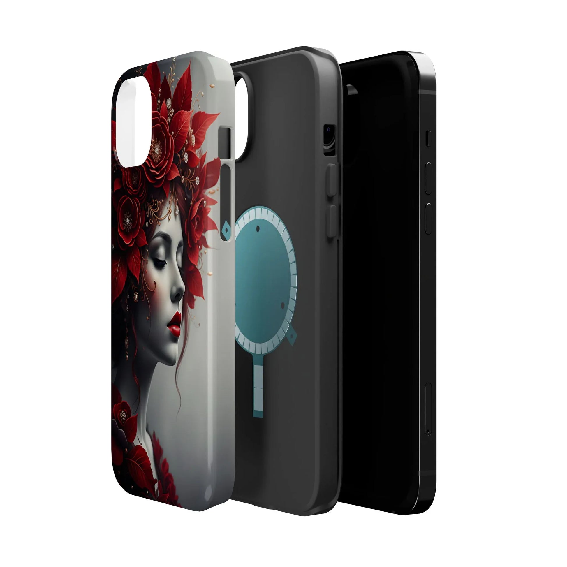 Scarlet Bloom Portrait Phone Case for iPhone 13-17 - KARARMDESIGN