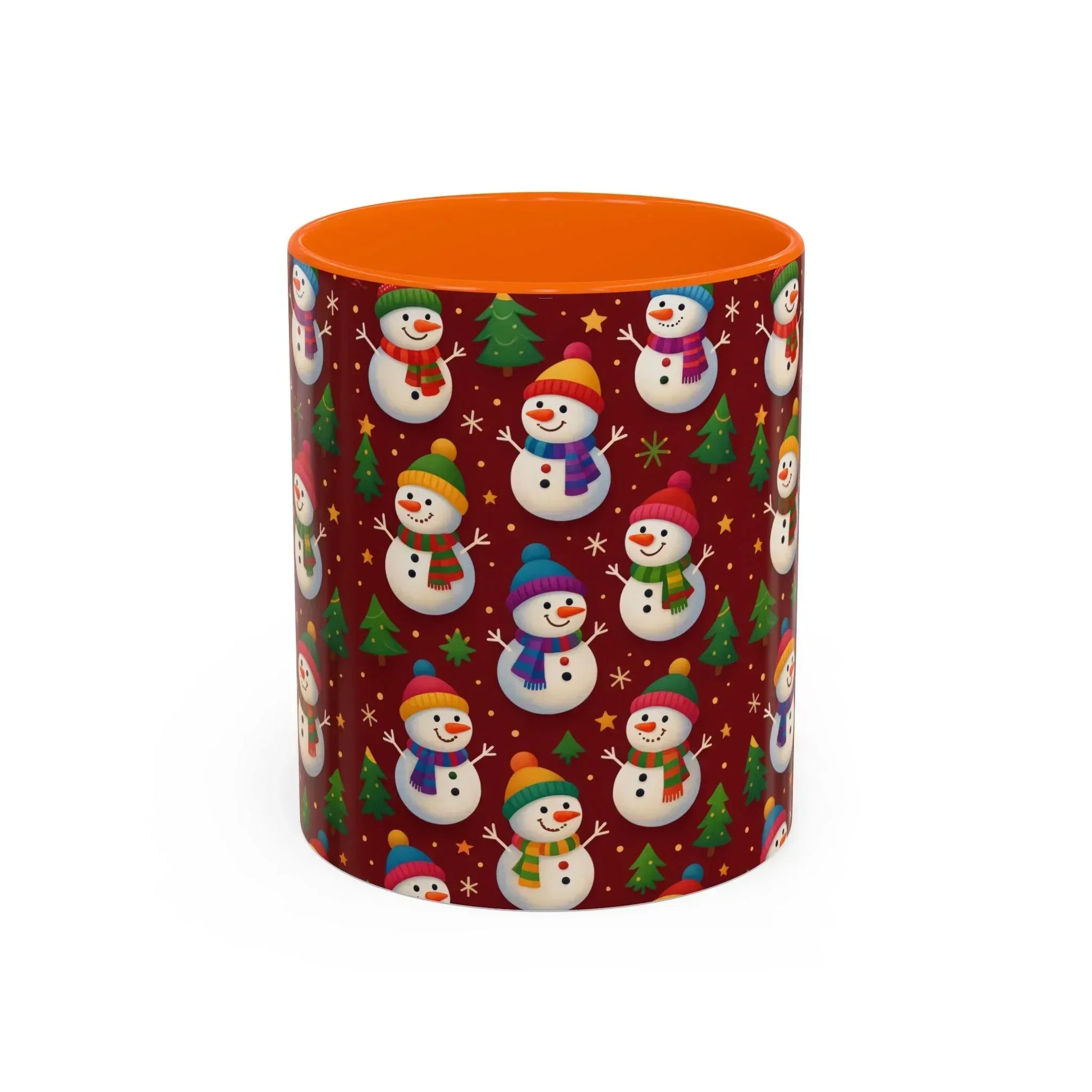 Festive Snowman Parade Accent Coffee Mug (11oz) - KARARMDESIGN