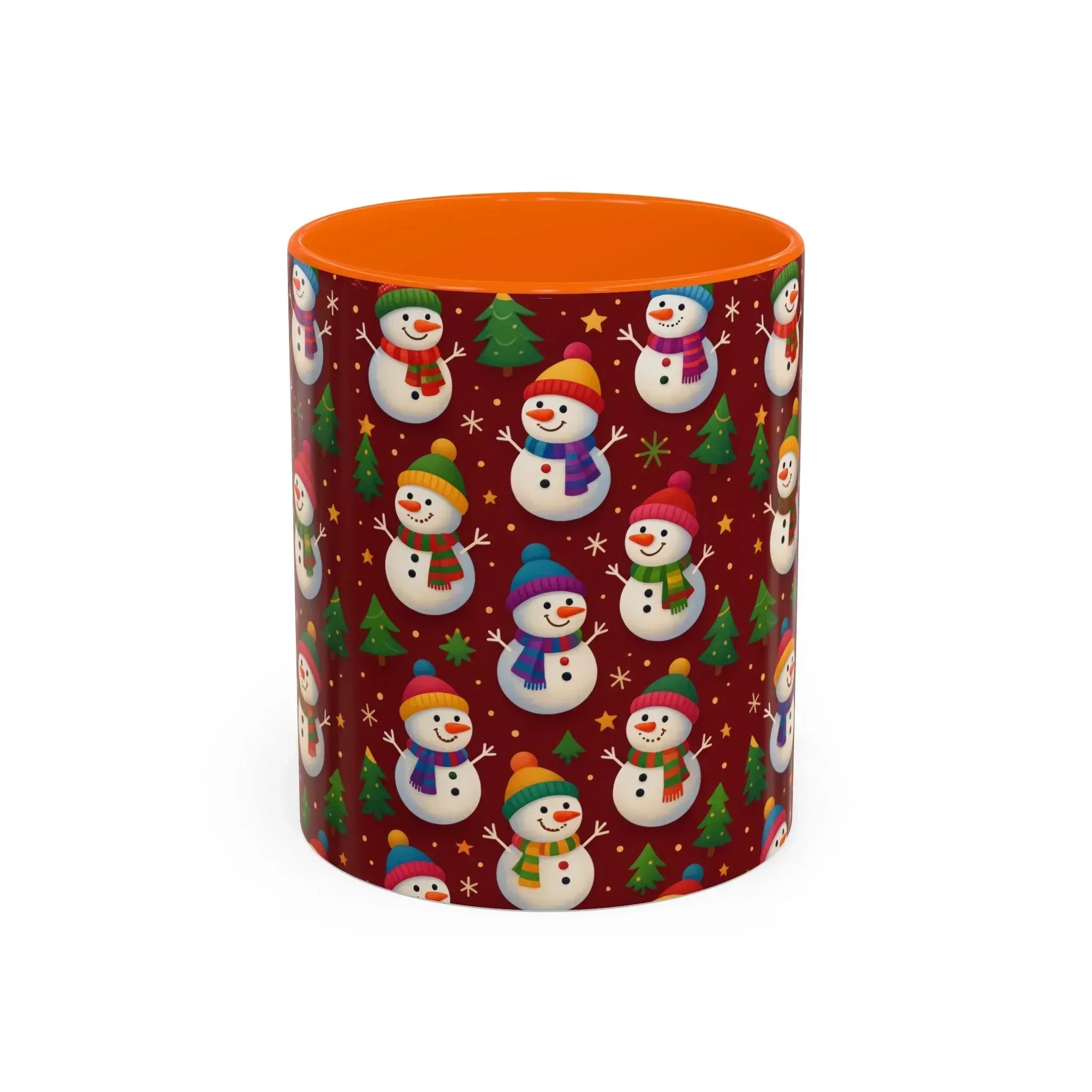 Festive Snowman Parade Accent Coffee Mug (11oz) - KARARMDESIGN