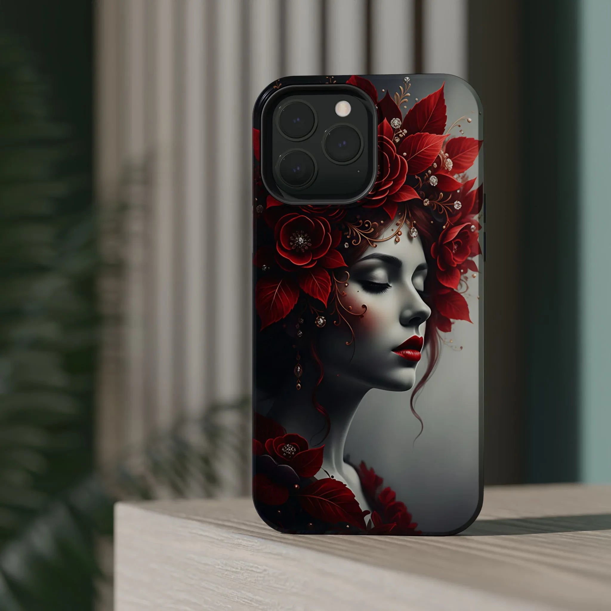 Scarlet Bloom Portrait Phone Case for iPhone 13-17 - KARARMDESIGN