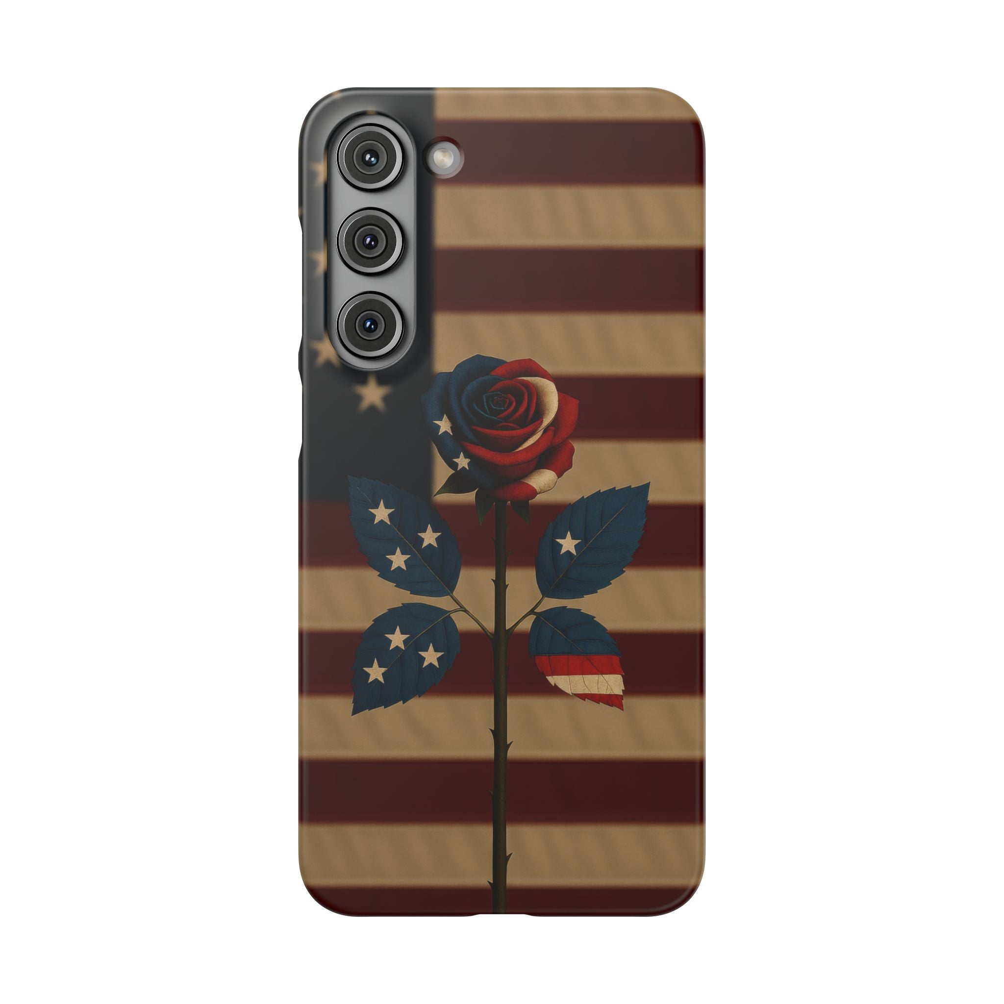 American Rose Flag Phone Case for iPhone 8-17 and Galaxy S20-S26
