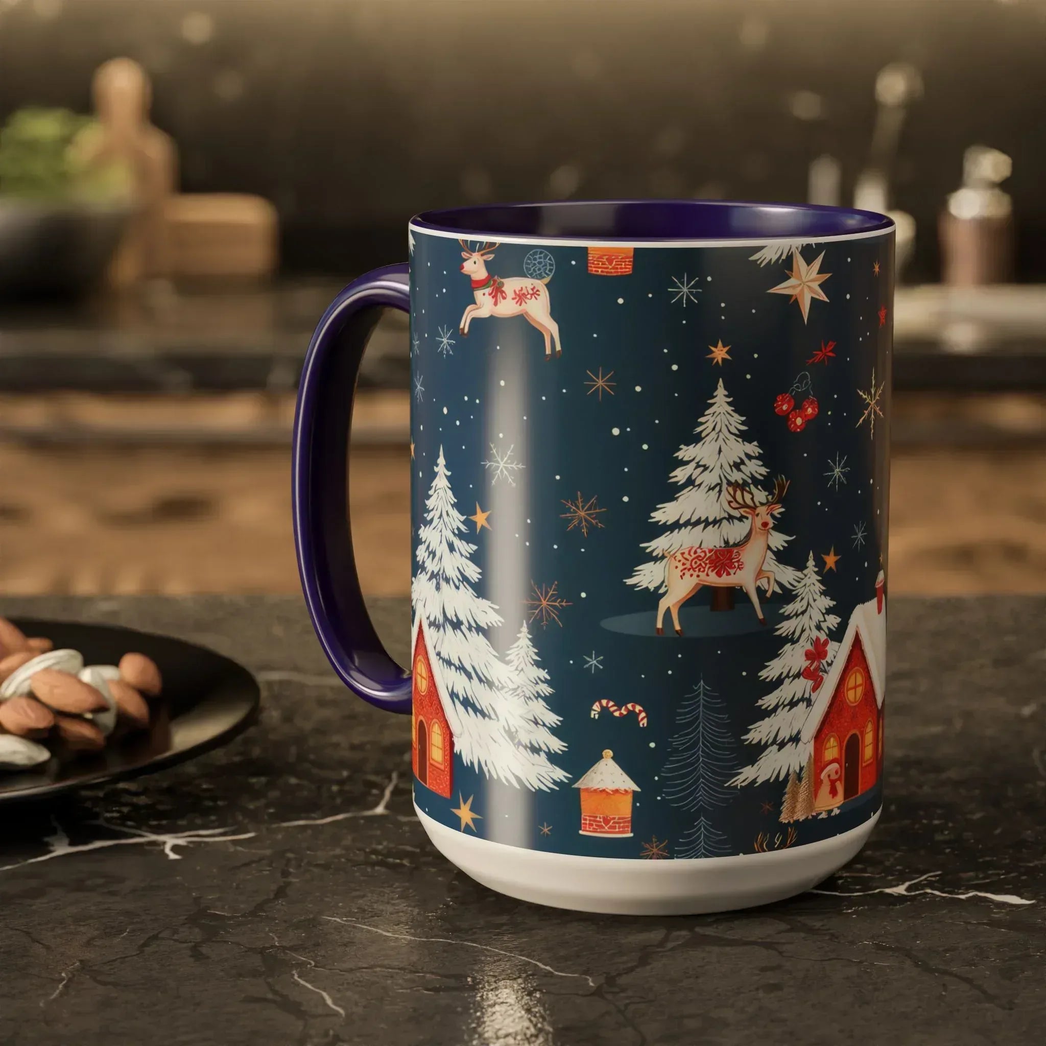 Dark Blue Christmas Mug - Colorful Mugs (11oz, 15oz) - KARARMDESIGN