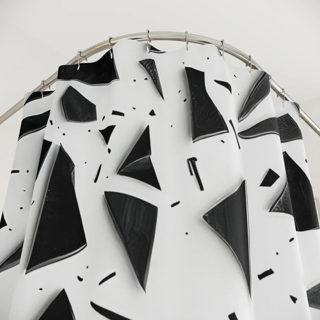 Geometric Shower Curtain - Black & White Abstract Design, Waterproof Fabric - KarArmDesign
