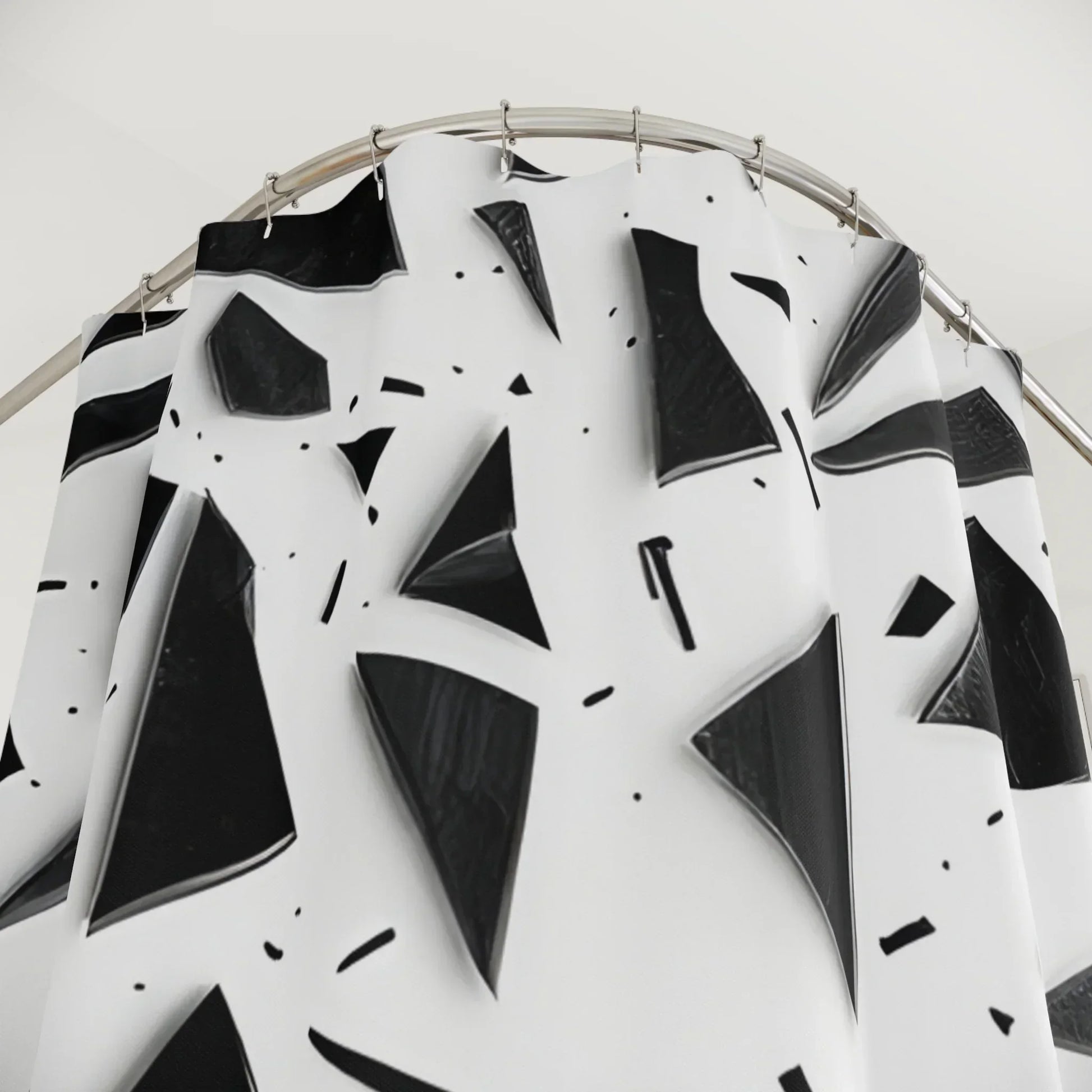 Geometric Shower Curtain - Black & White Abstract Design, Waterproof Fabric - KarArmDesign