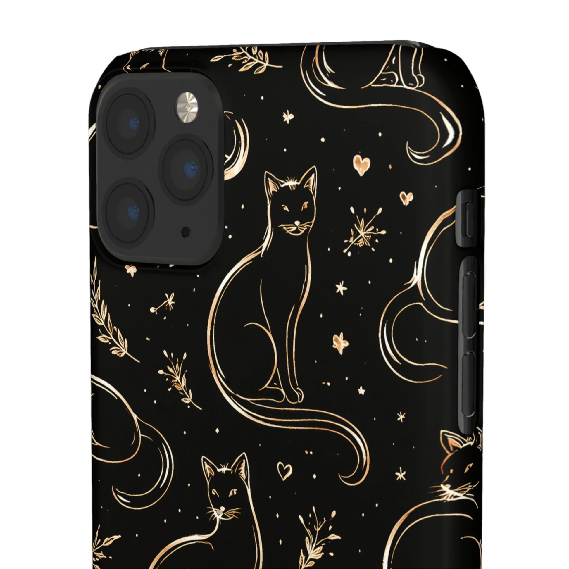 Golden Cat Pattern Phone Case for iPhone 11–17 & Galaxy S21–S25 - KARARMDESIGN