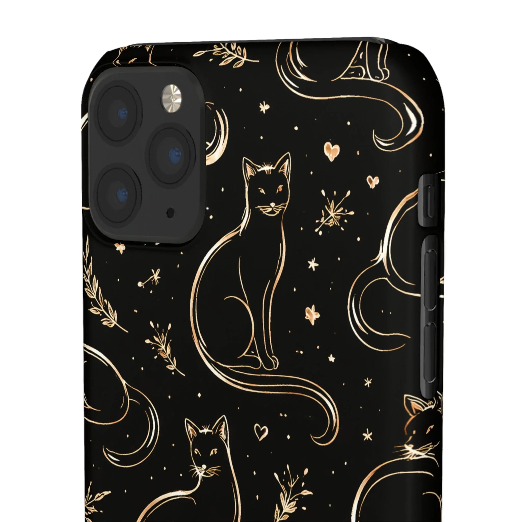 Golden Cat Pattern Phone Case for iPhone 11–17 & Galaxy S21–S25 - KARARMDESIGN