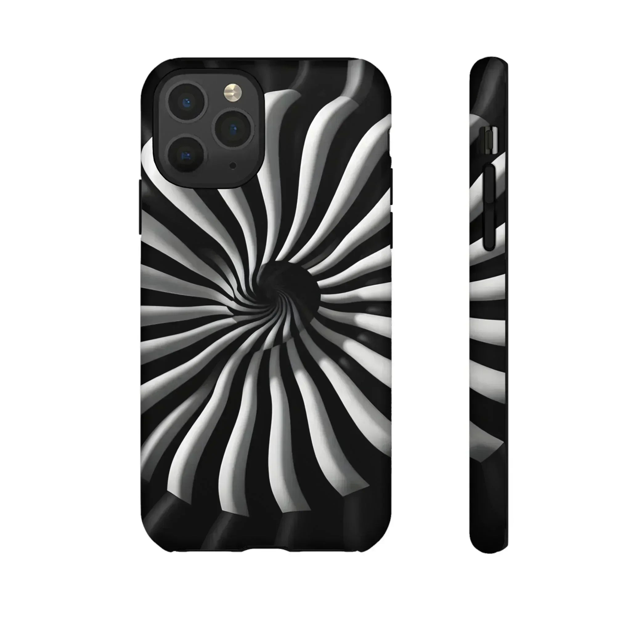 Hypnotic Black and White Spiral Phone Case for iPhone & Galaxy - KARARMDESIGN