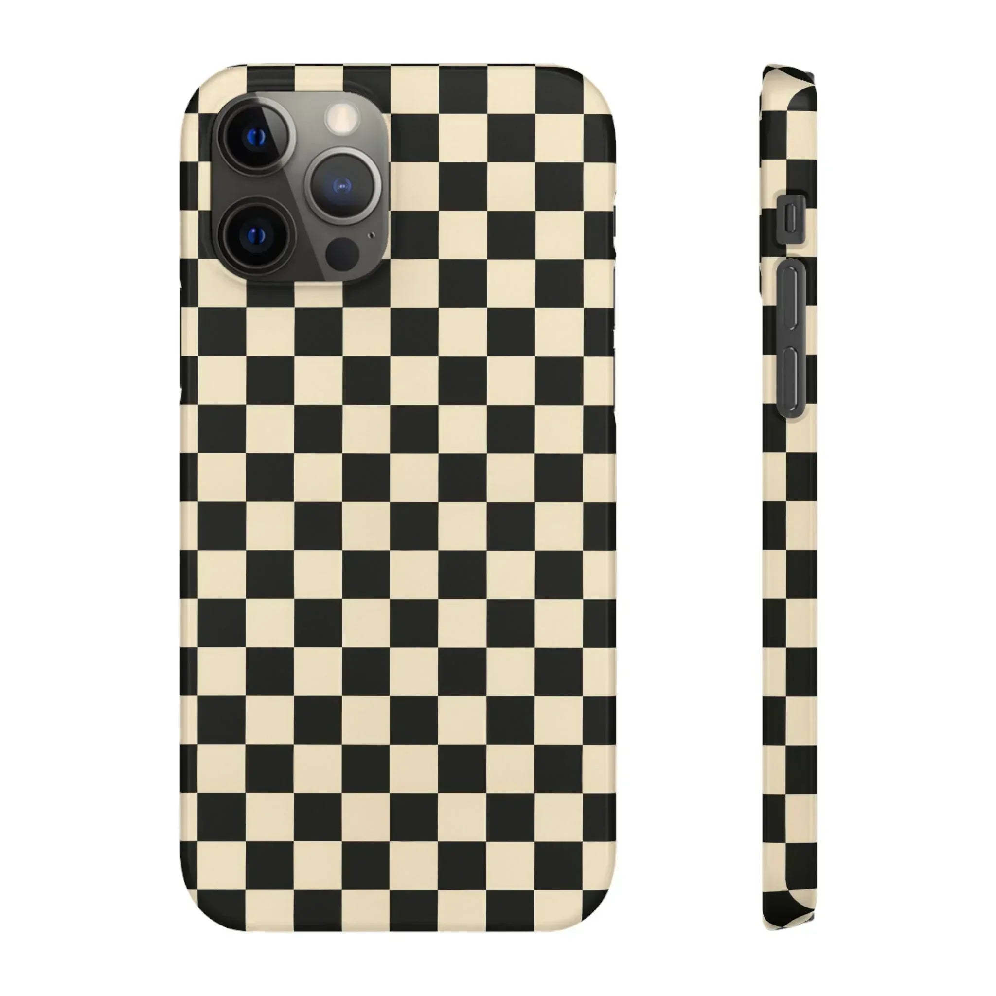 Stylish Matte Checker Phone Case for iPhone 11-17 and Galaxy S20-S25 - KARARMDESIGN