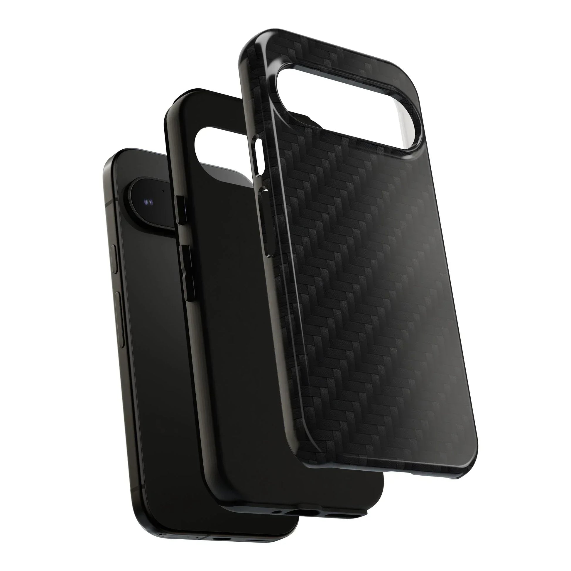 Black Carbon Phone Case Tough Case for iPhone 8-16 and Google Pixel up to 9 Models - KarArmDesign