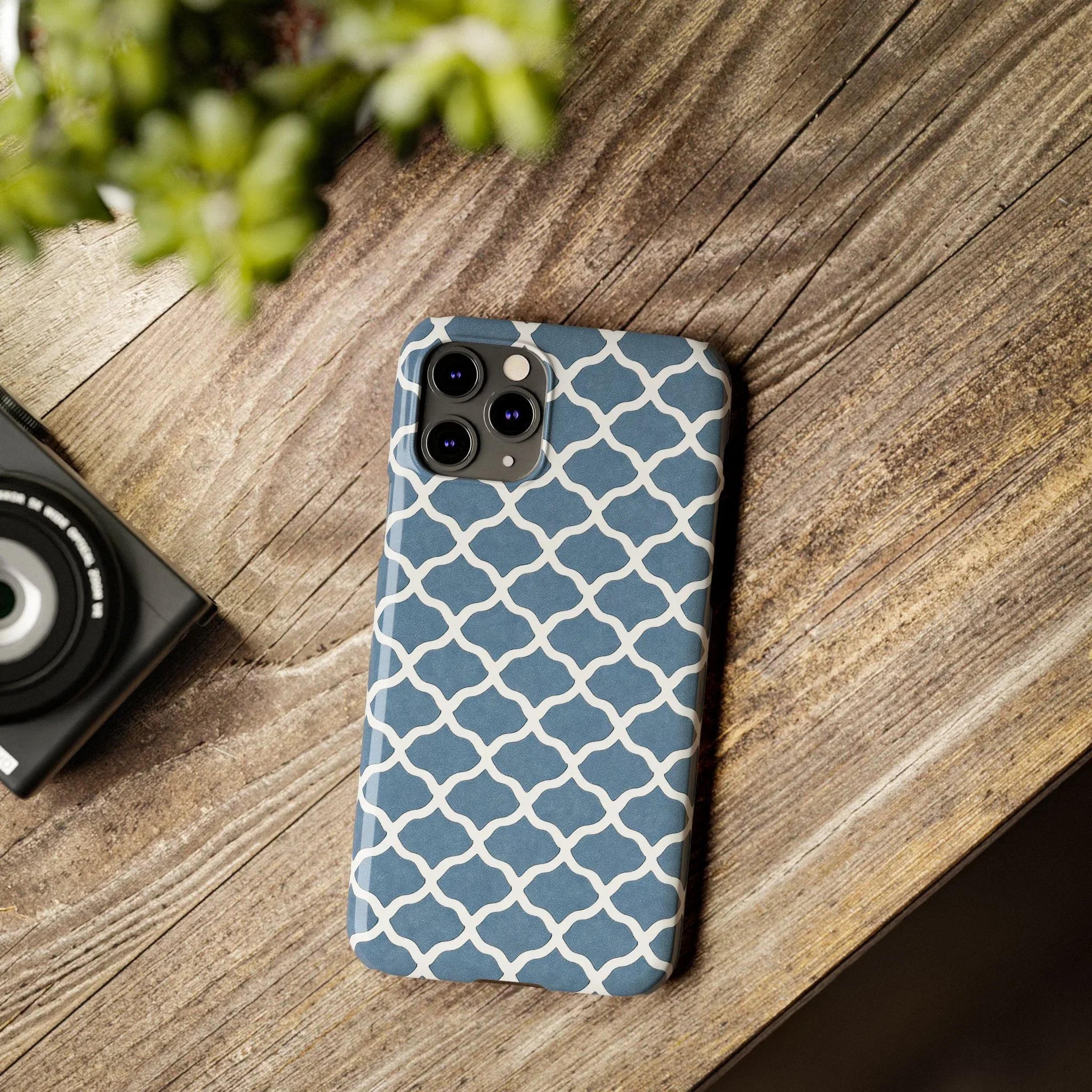 Azure Lattice Pattern Phone Case Slim Phone Cases for iPhone 11-17 - KARARMDESIGN