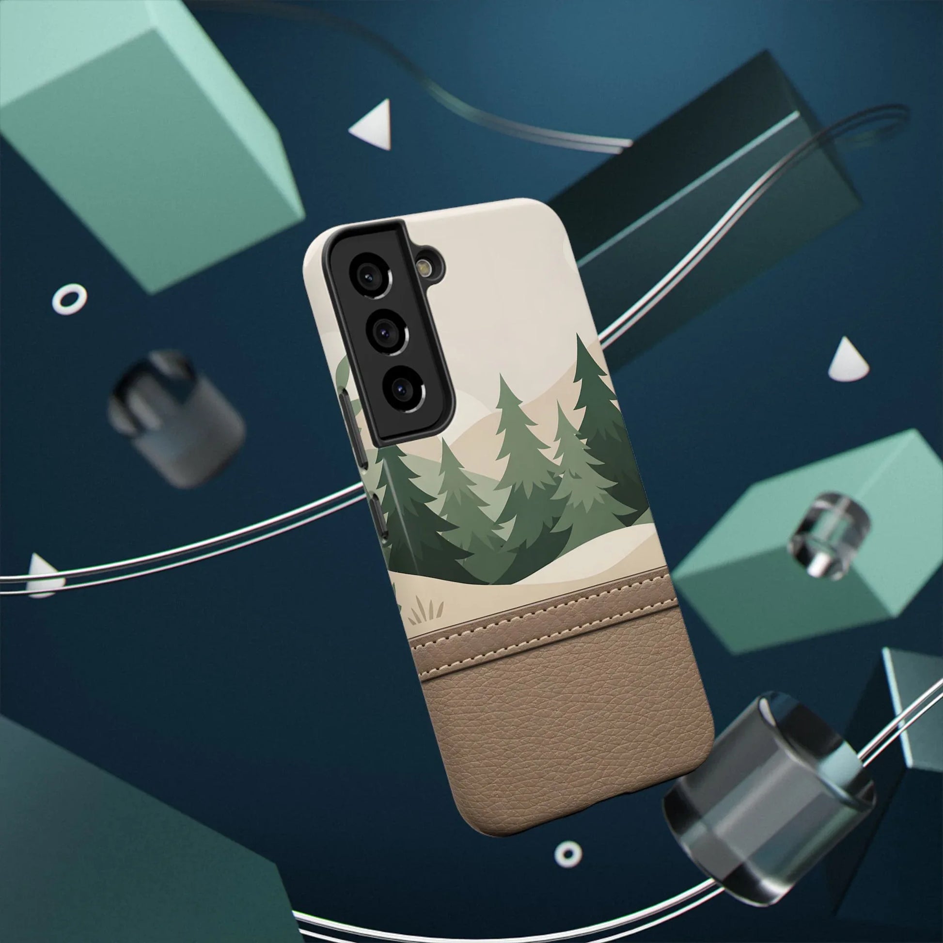 Forest Leather Phone Case for iPhone 11-17 and Galaxy S21-S25 - KARARMDESIGN