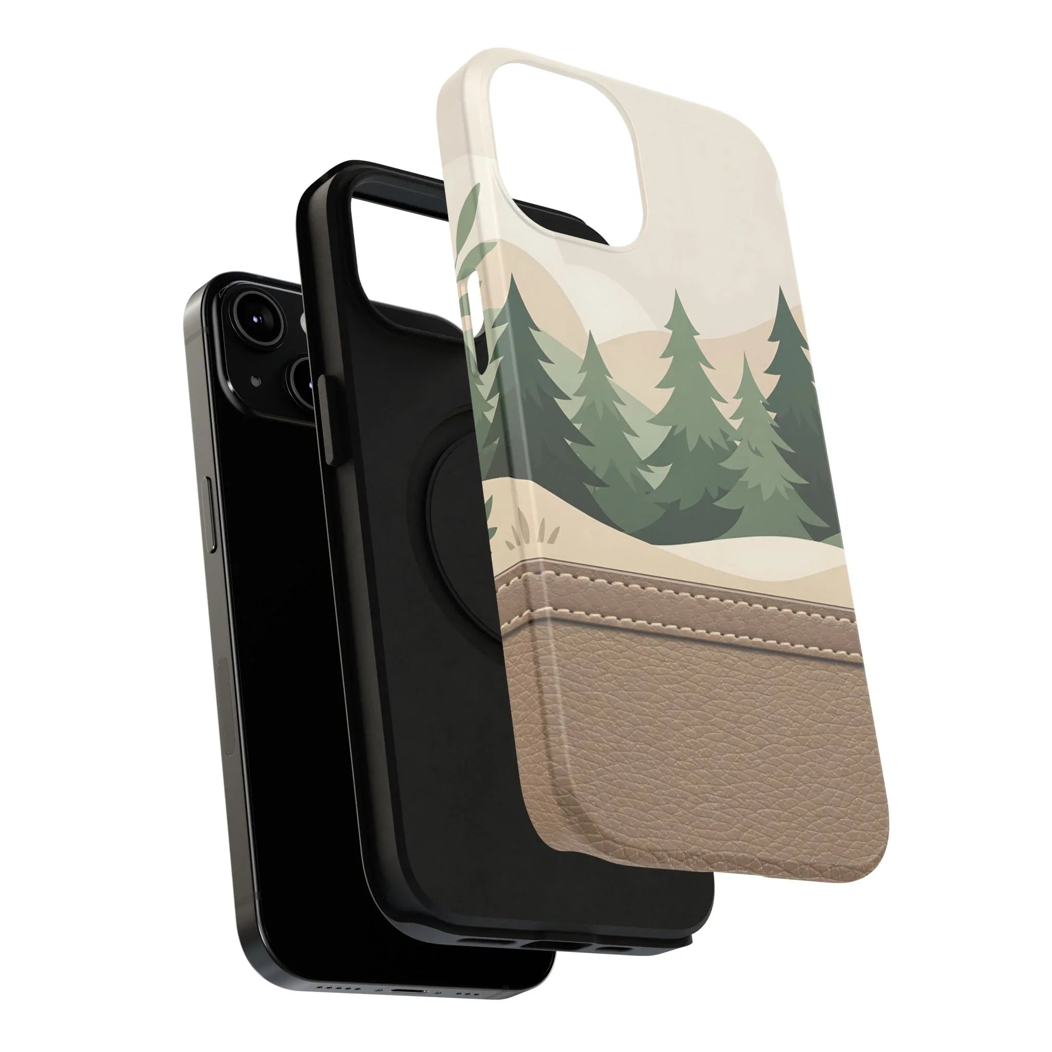Forest Leather Phone Case for iPhone 11-17 and Galaxy S21-S25 - KARARMDESIGN
