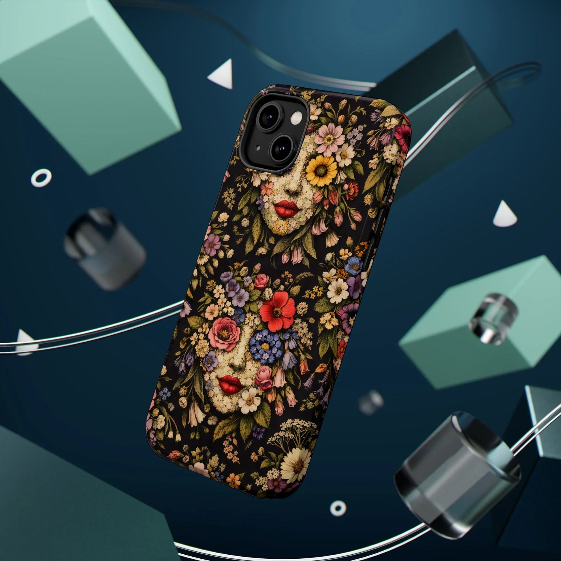 Vintage Flower Face Phone Case for iPhone 13-17 - KARARMDESIGN